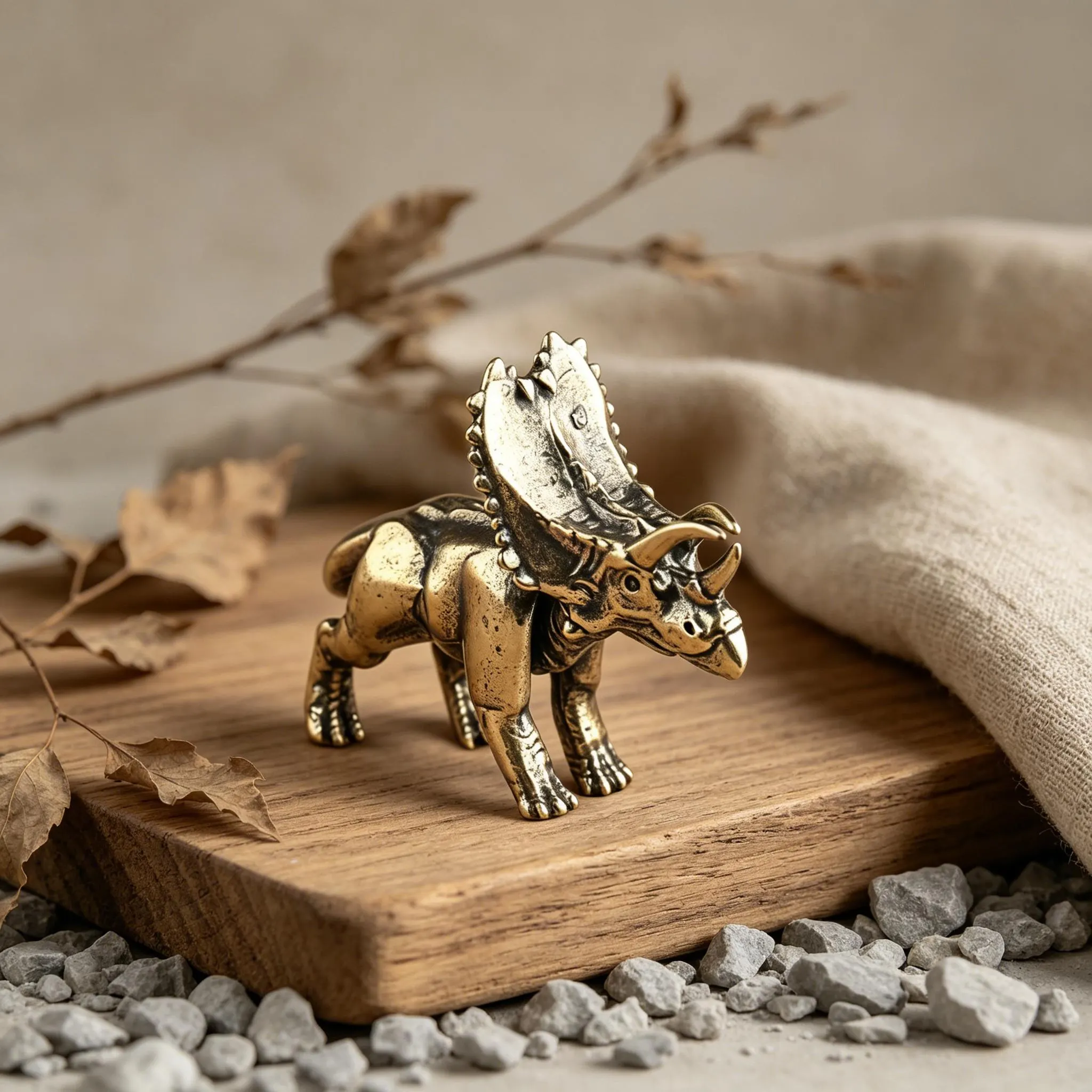 Vintage Brass Triceratops Figurine — Copper figurine image 1