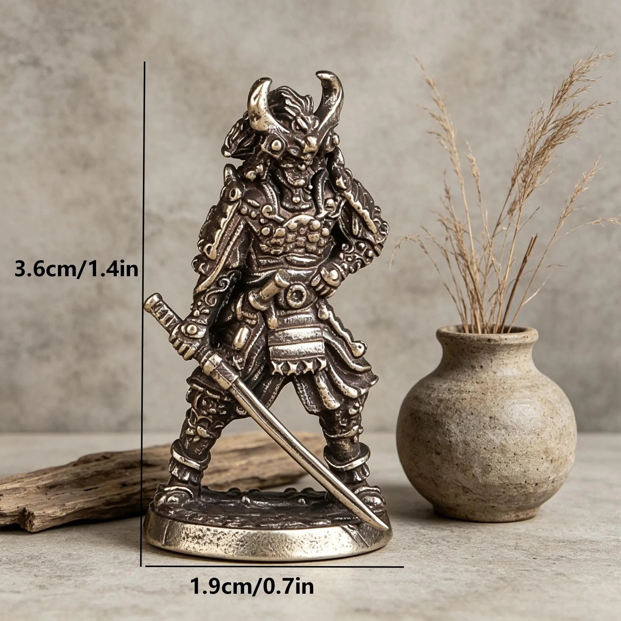 Miniature Copper Samurai Figurine — Copper figurine image 2