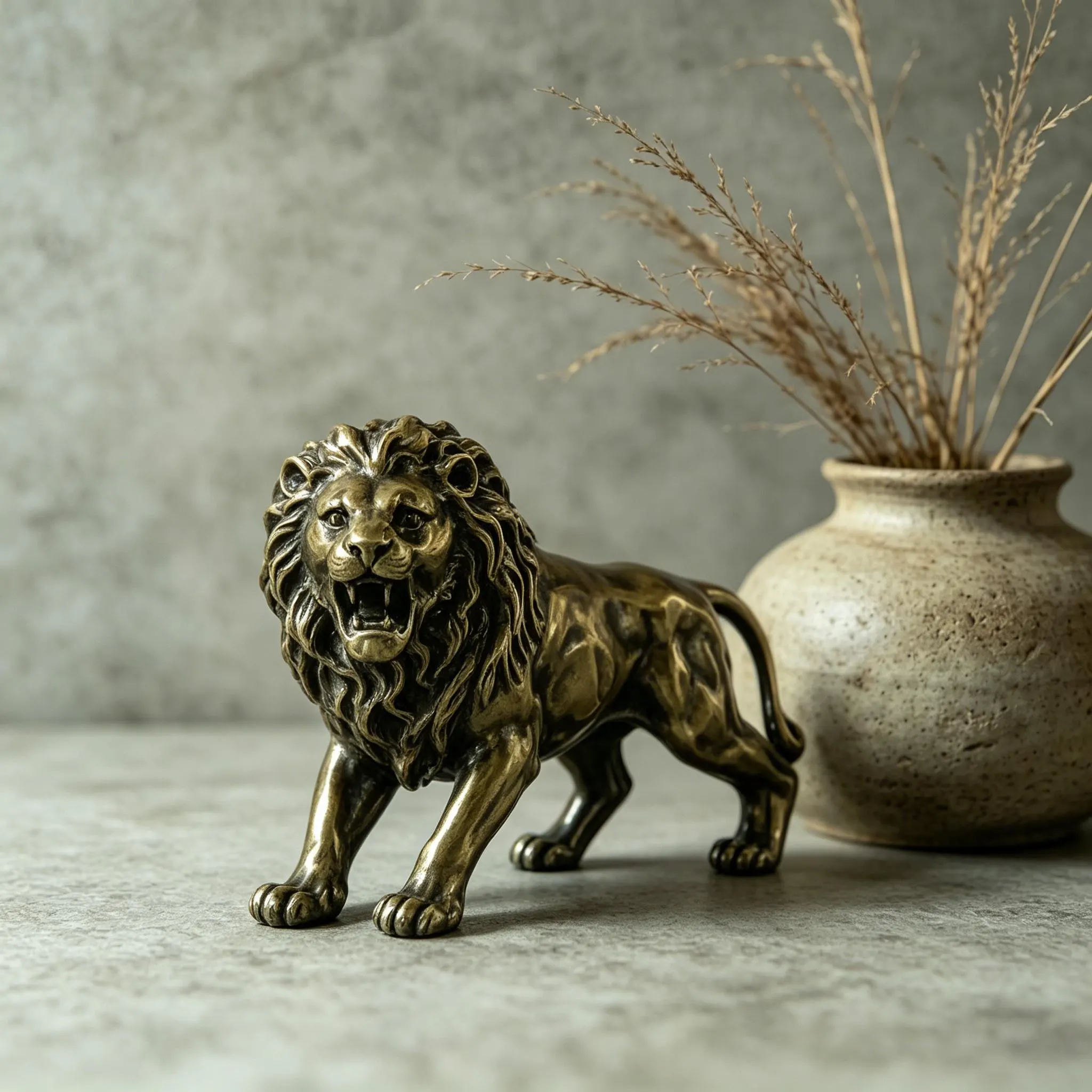 Mini Bronze Lion Figurine — Brass figurine image 1