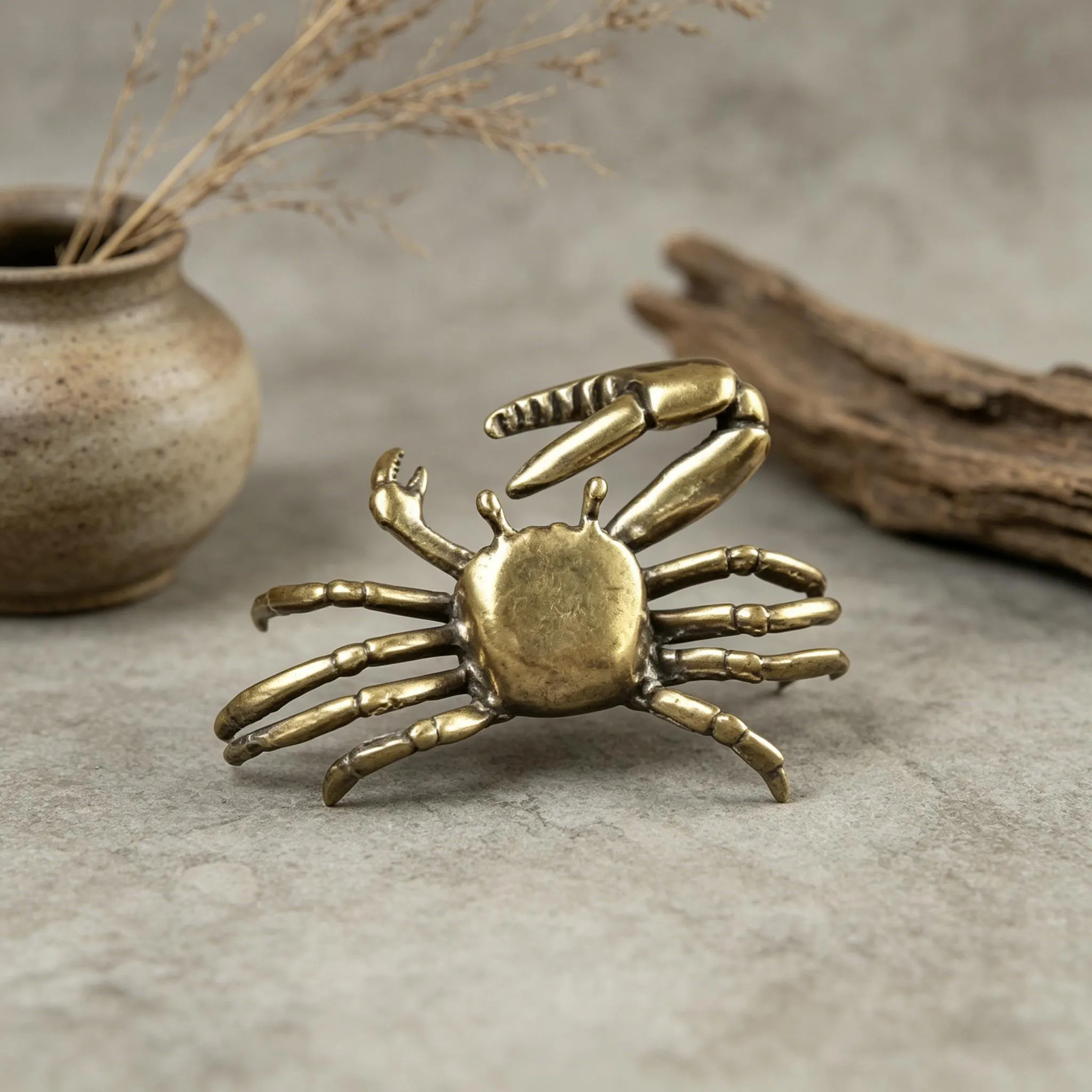 Mini Bronze Crab Figurine — Brass figurine image 1
