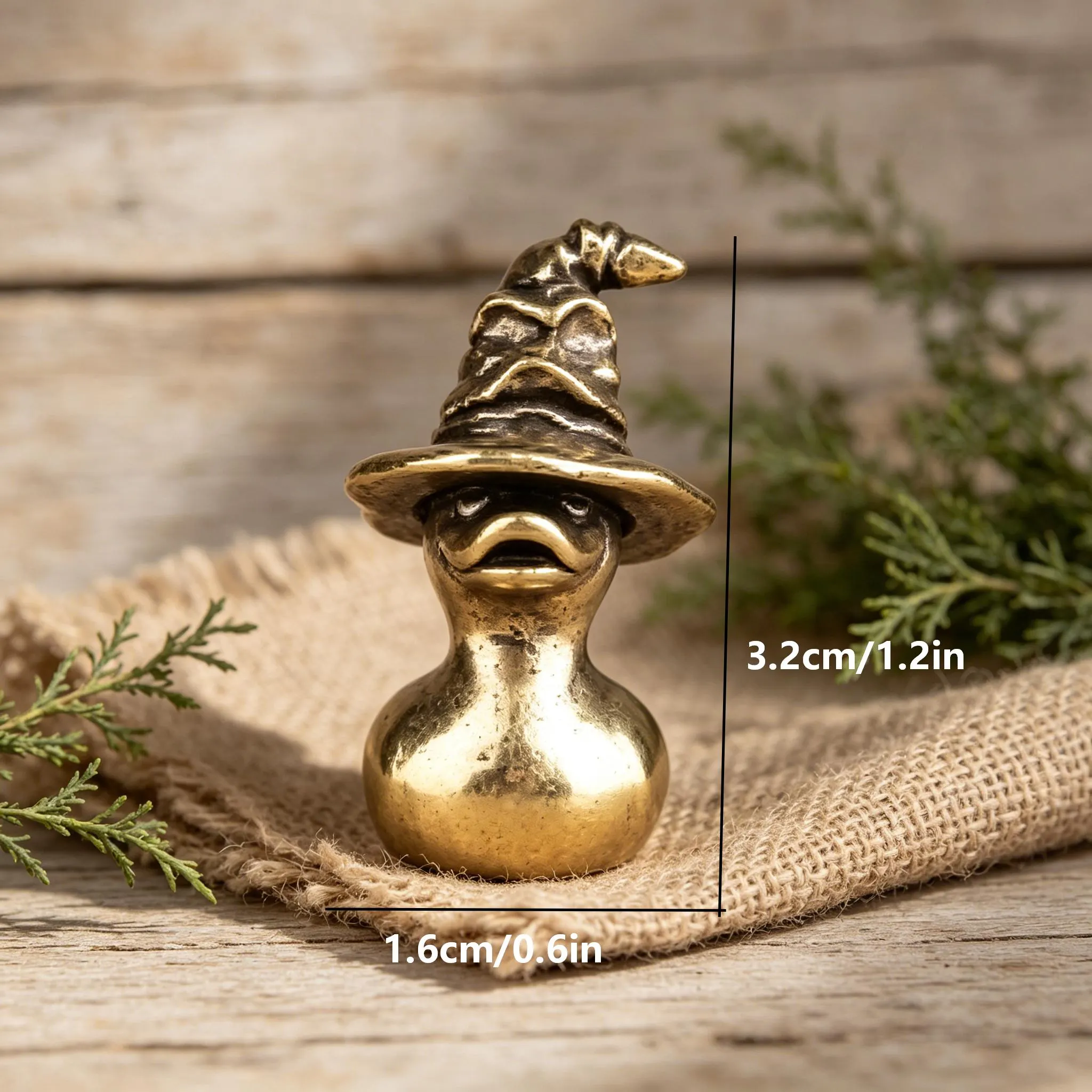 Vintage Brass Wizard Duck Mini Figurine — Copper figurine image 2