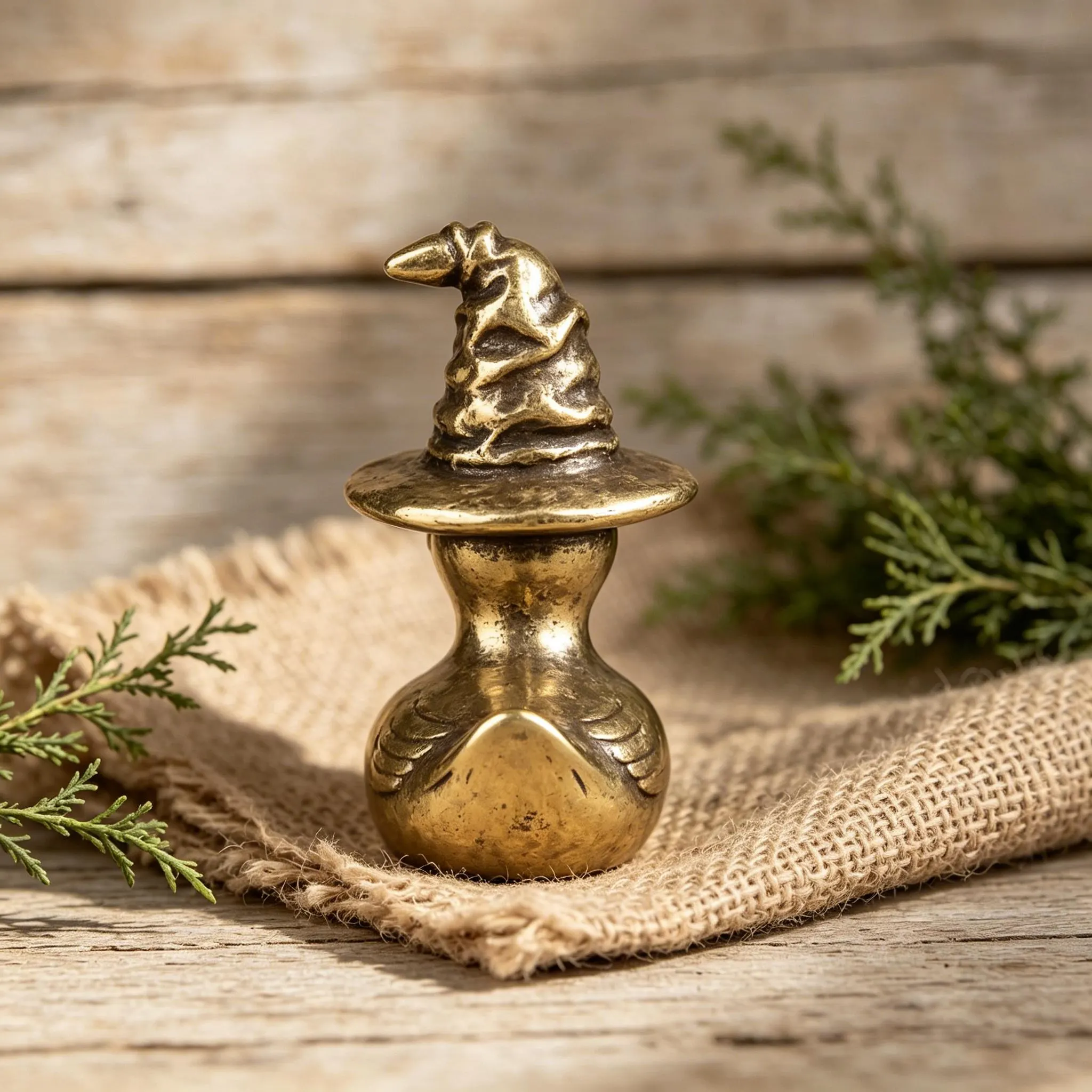 Vintage Brass Wizard Duck Mini Figurine — Copper figurine image 3