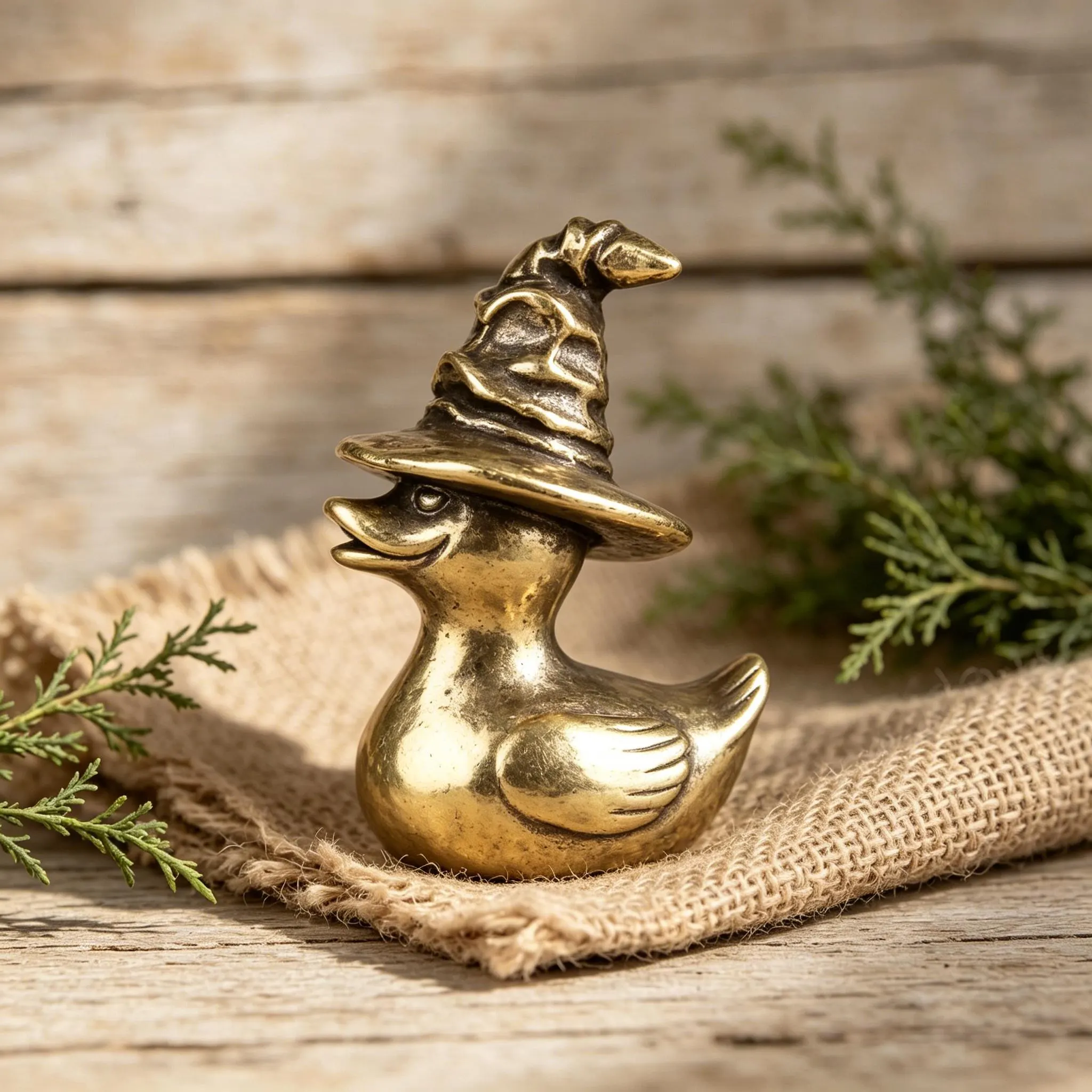 Vintage Brass Wizard Duck Mini Figurine — Copper figurine image 4