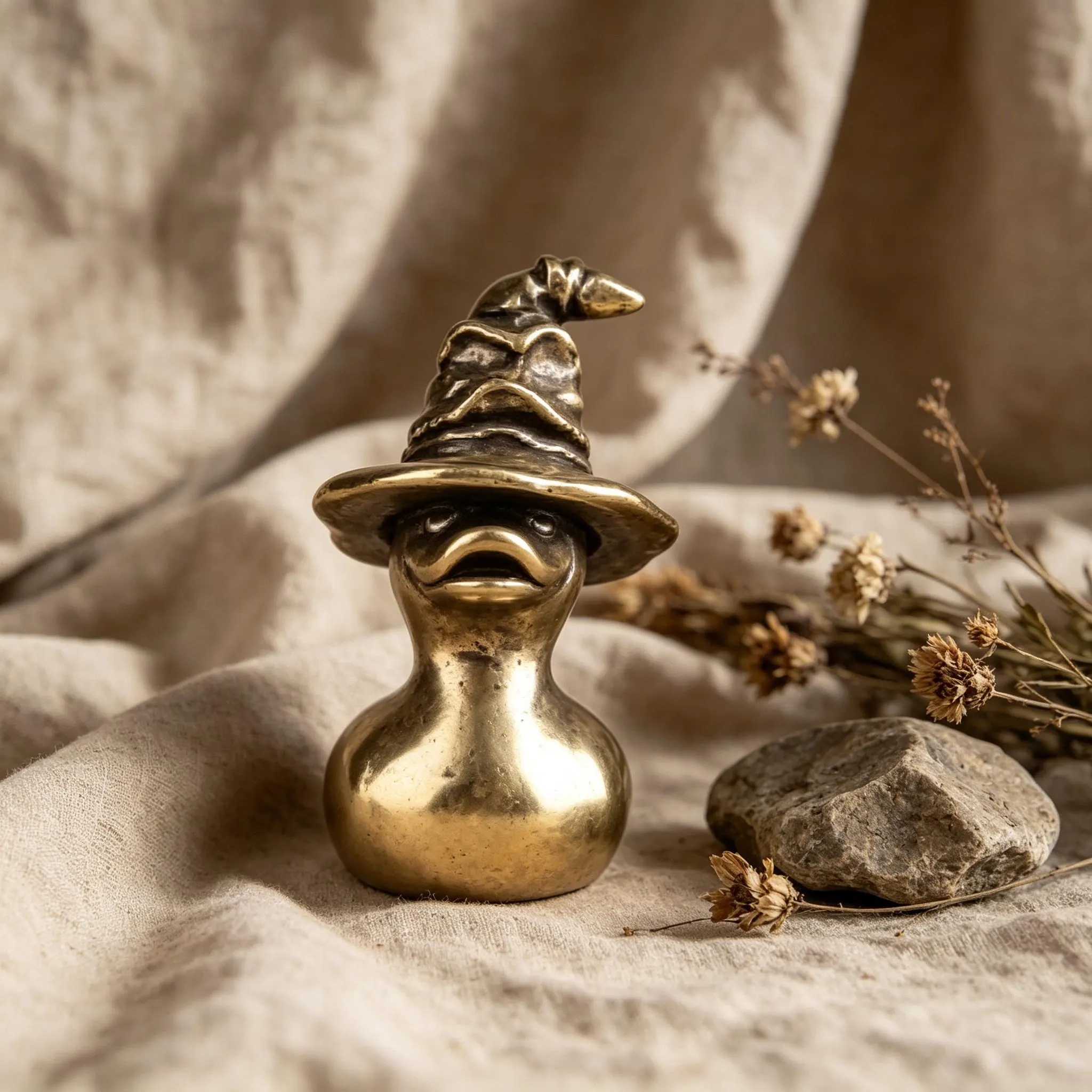 Vintage Brass Wizard Duck Mini Figurine — Copper figurine image 7