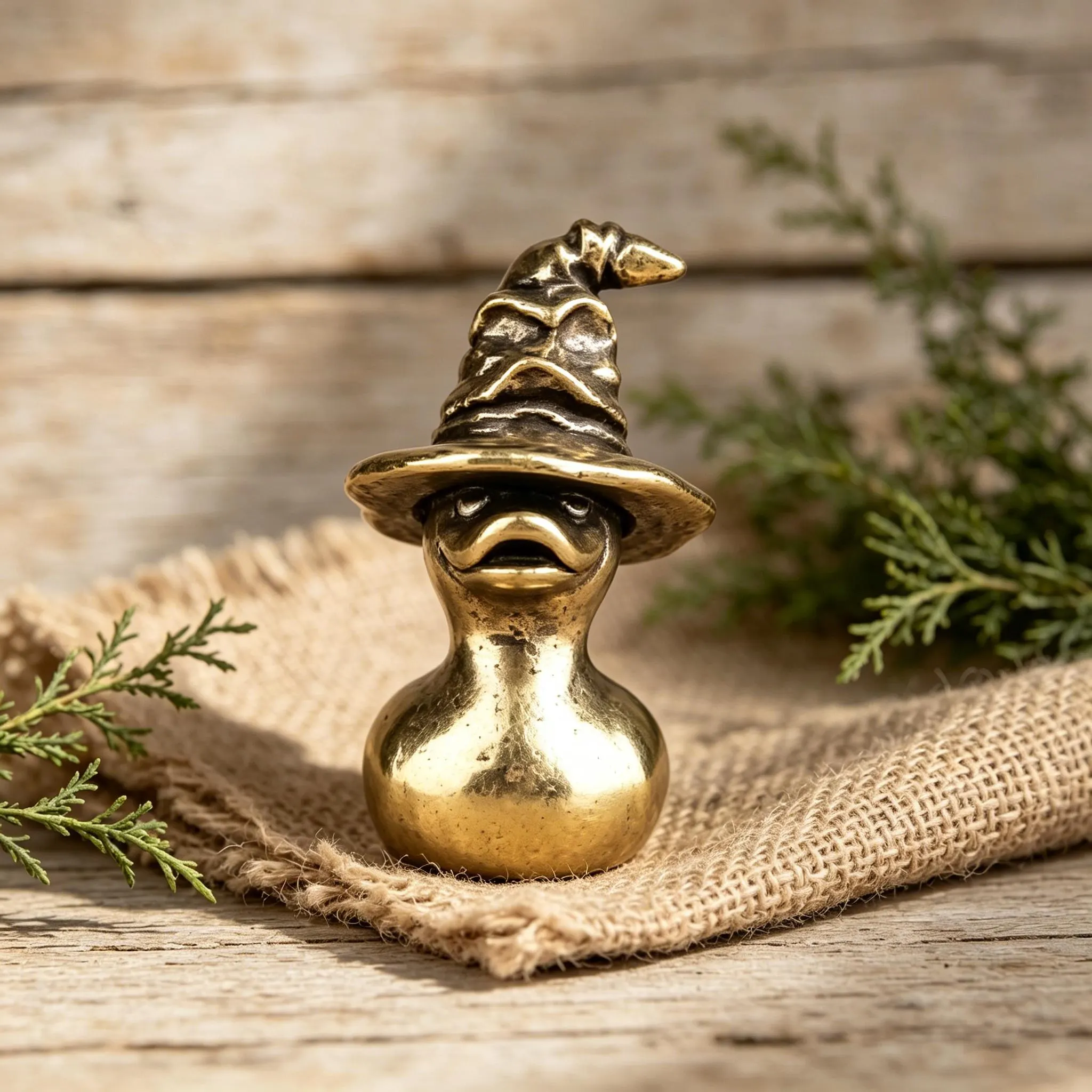 Vintage Brass Wizard Duck Mini Figurine — Copper figurine image 8
