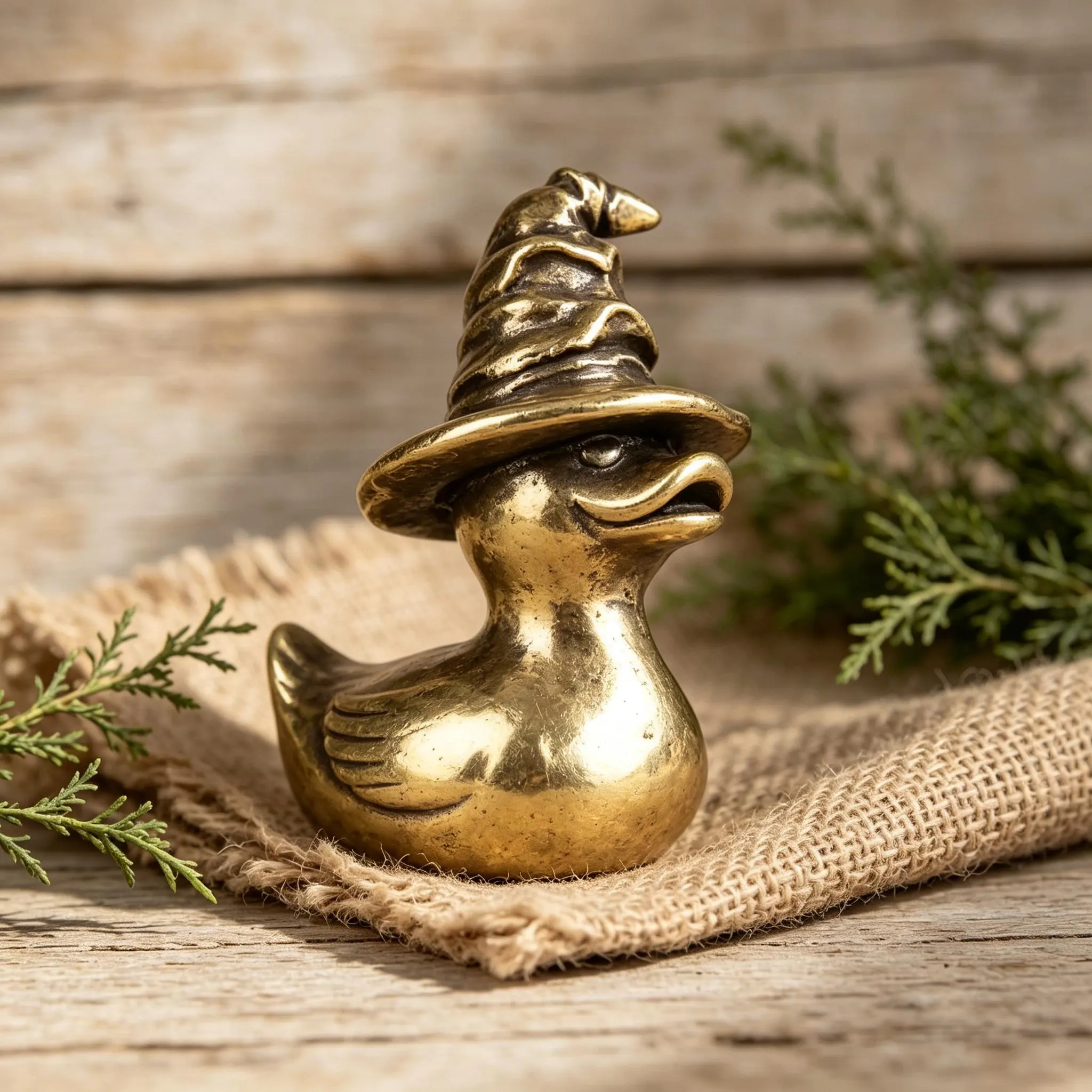 Vintage Brass Wizard Duck Mini Figurine — Copper figurine image 9
