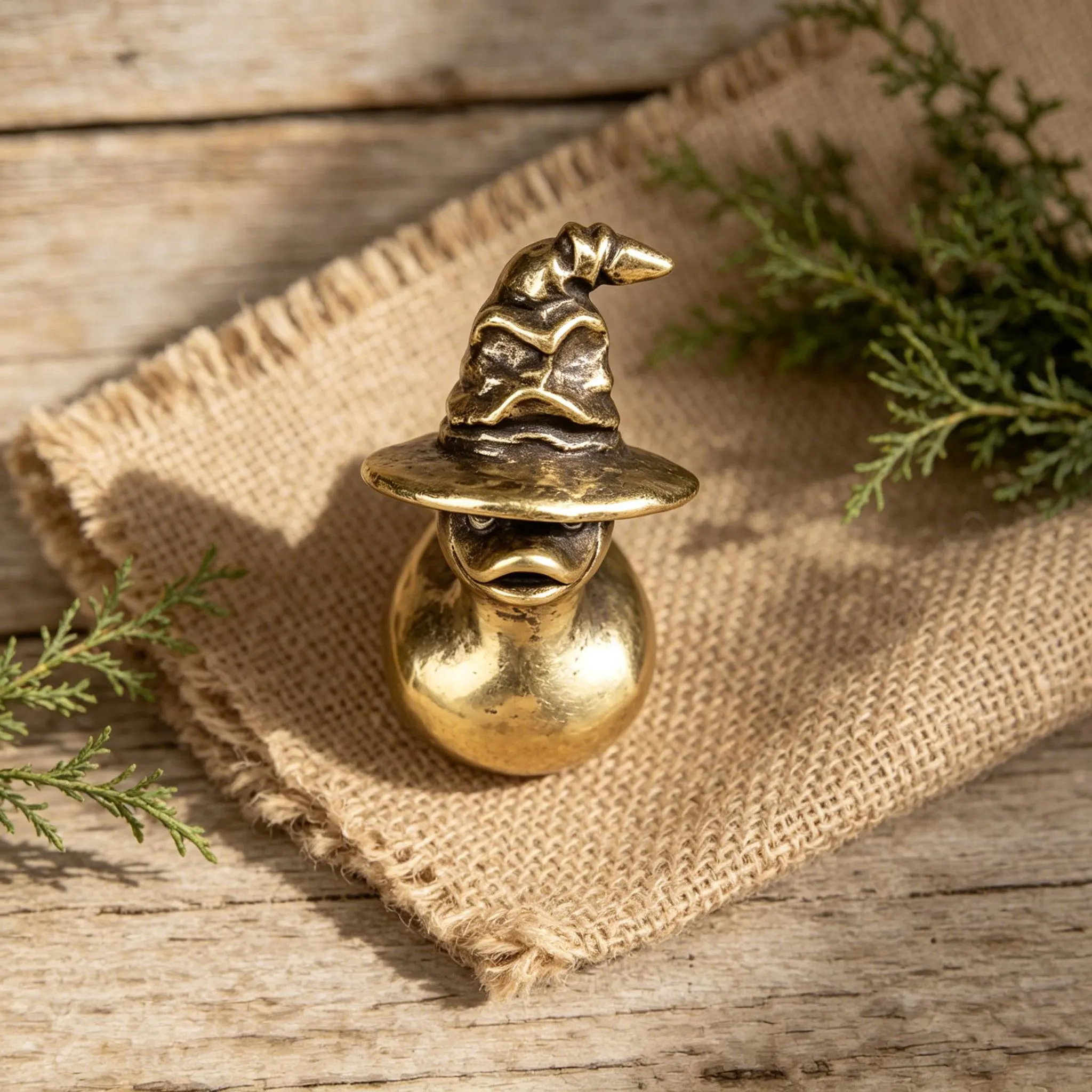 Vintage Brass Wizard Duck Mini Figurine — Copper figurine image 11