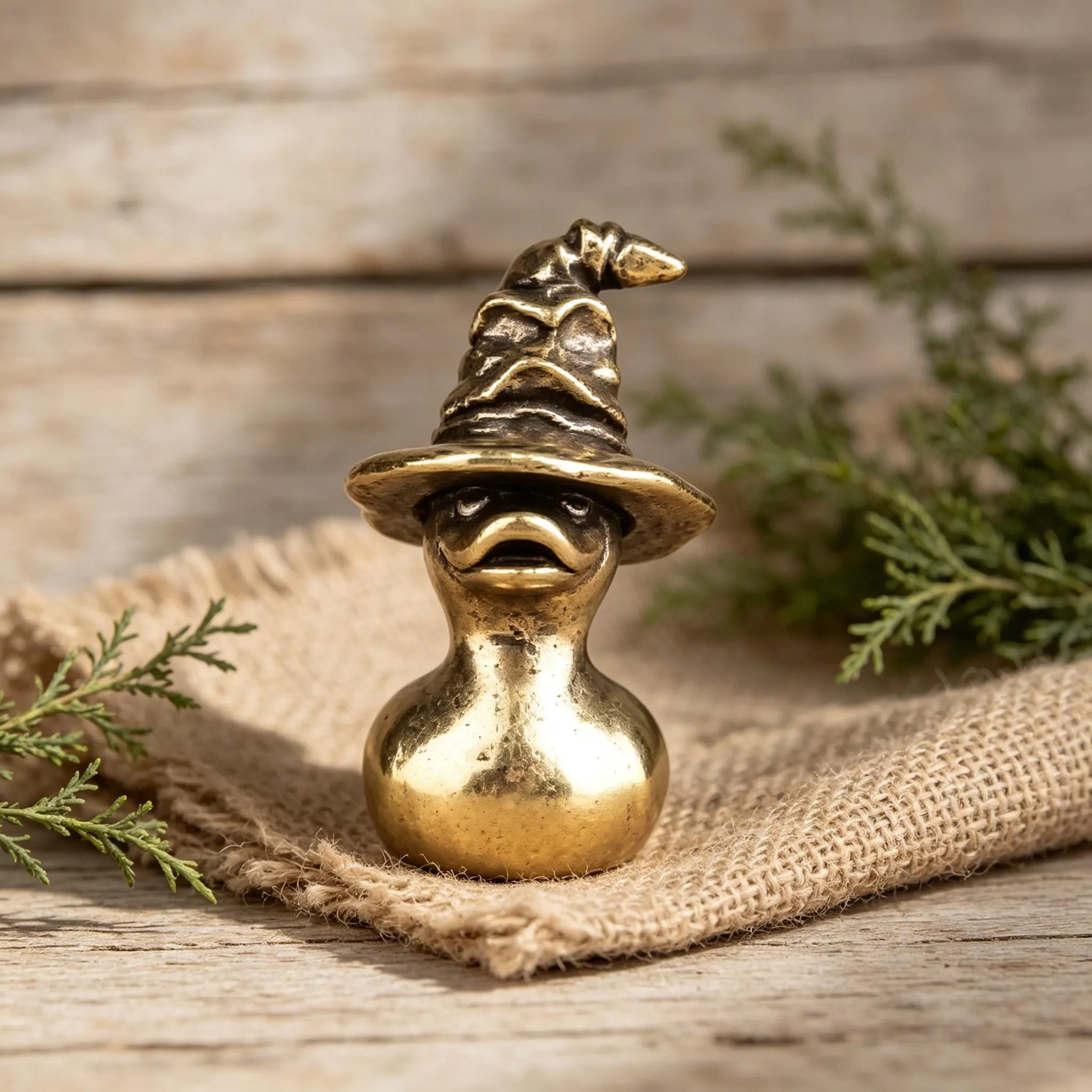 Vintage Brass Wizard Duck Mini Figurine — Copper figurine image 1