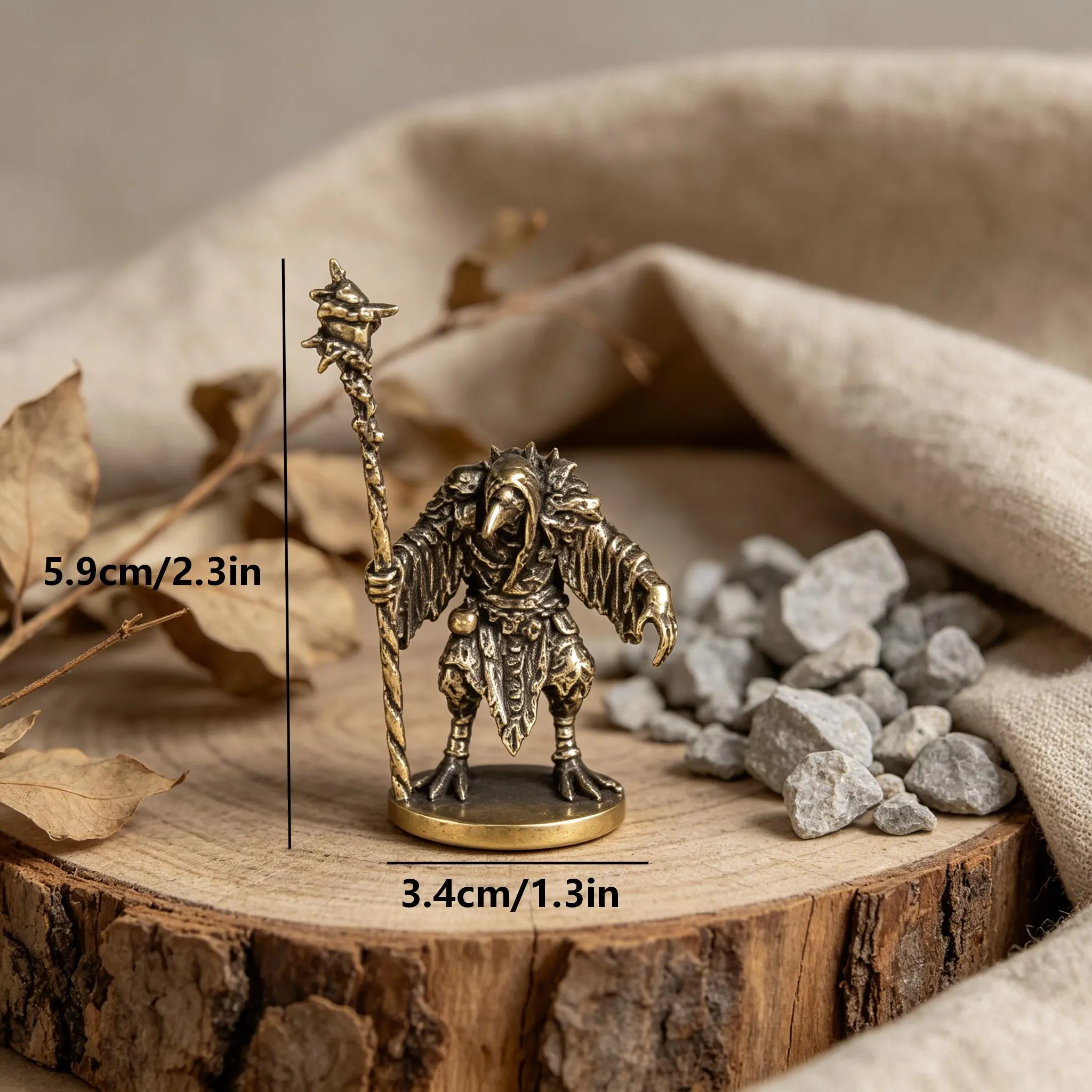 Handcrafted Mini Brass Wizard Figurine — Copper figurine image 2