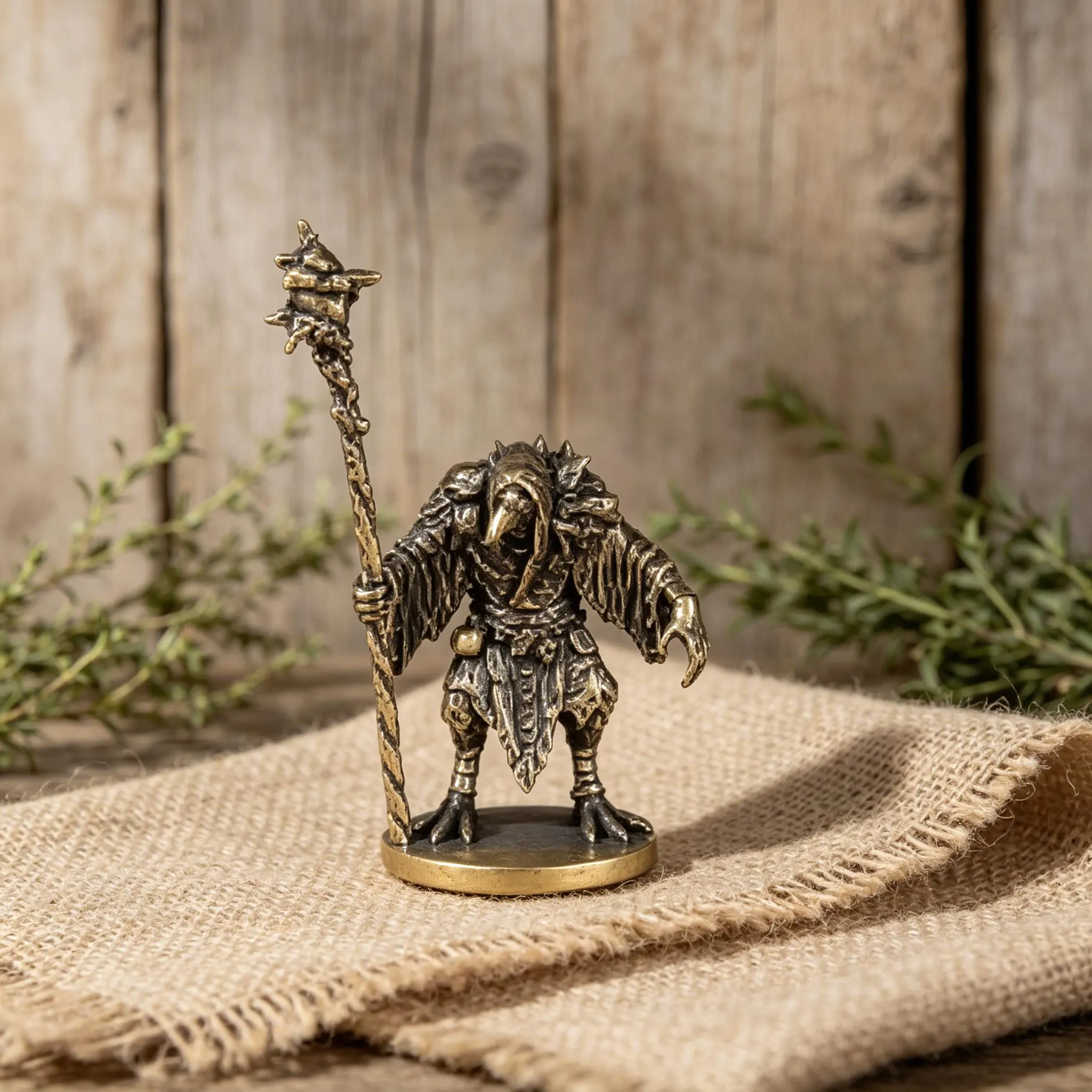 Handcrafted Mini Brass Wizard Figurine — Copper figurine image 3