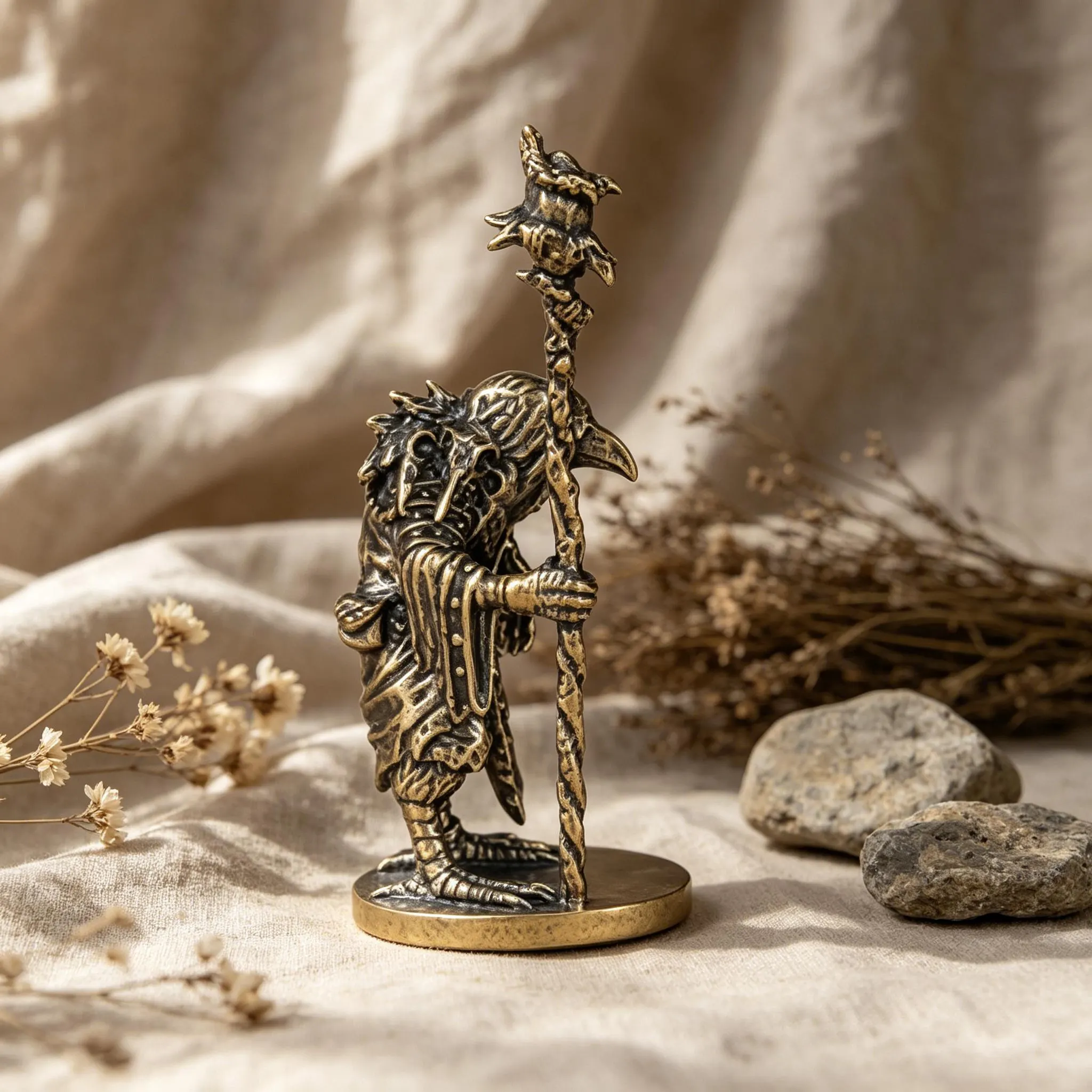 Handcrafted Mini Brass Wizard Figurine — Copper figurine image 8