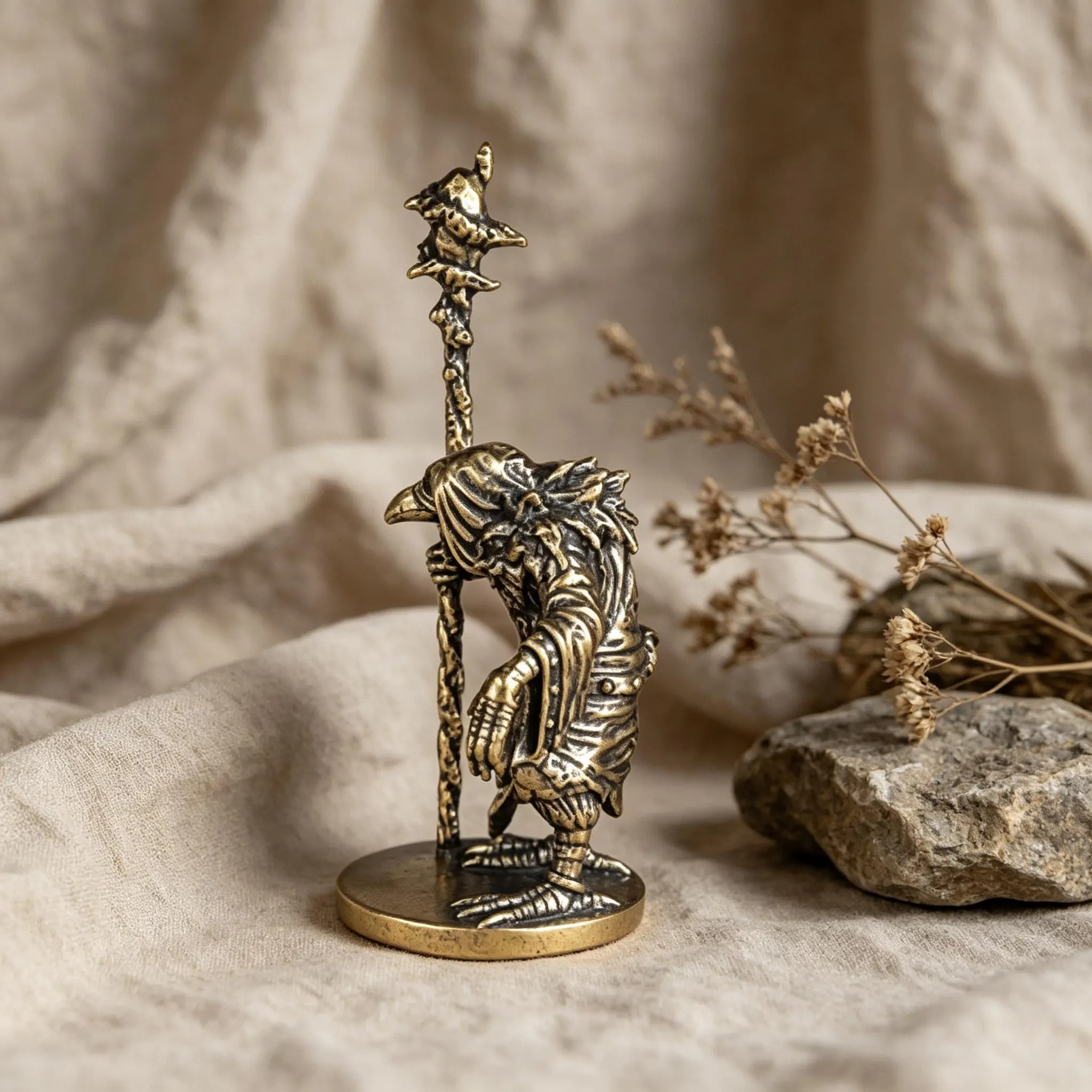 Handcrafted Mini Brass Wizard Figurine — Copper figurine image 9