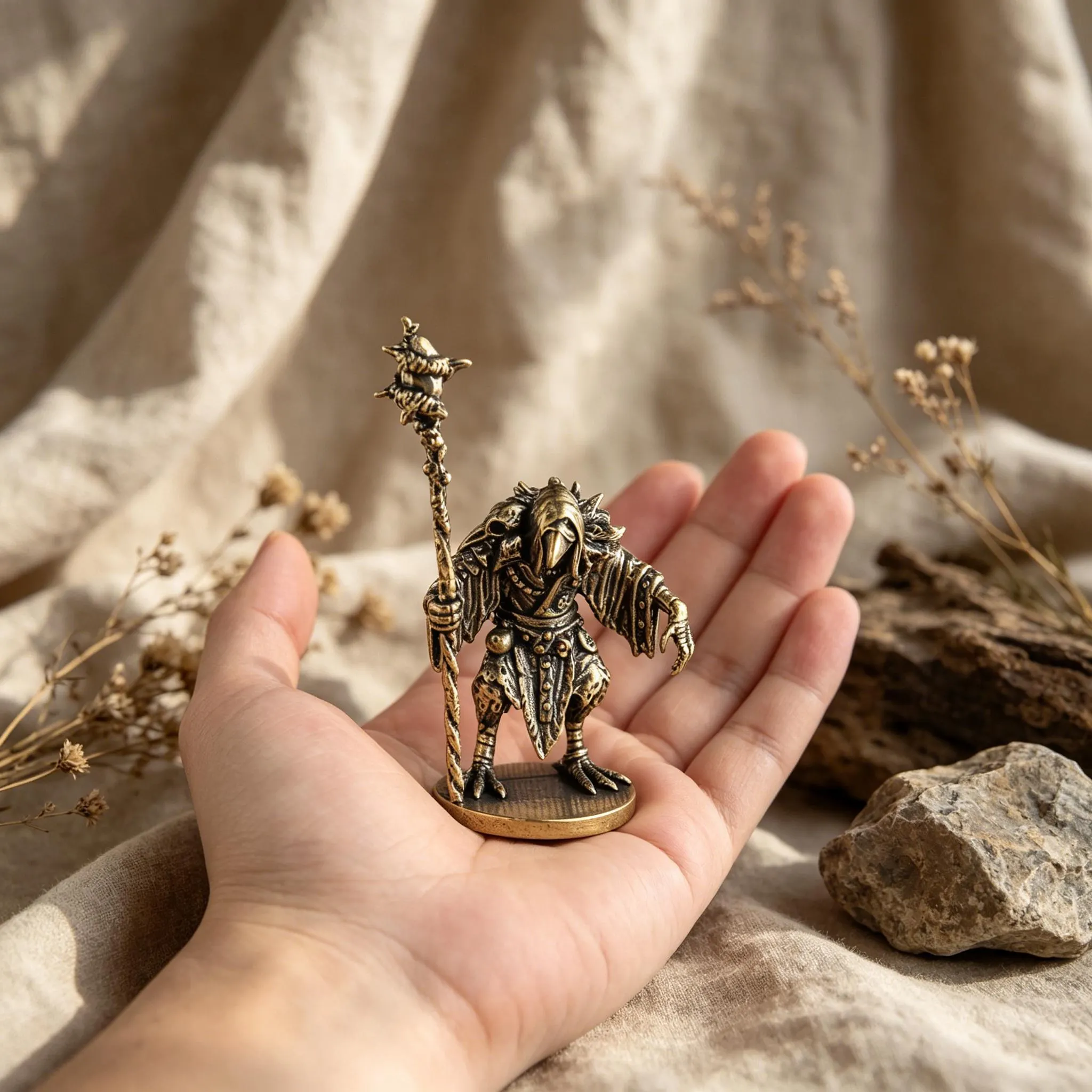 Handcrafted Mini Brass Wizard Figurine — Copper figurine image 12