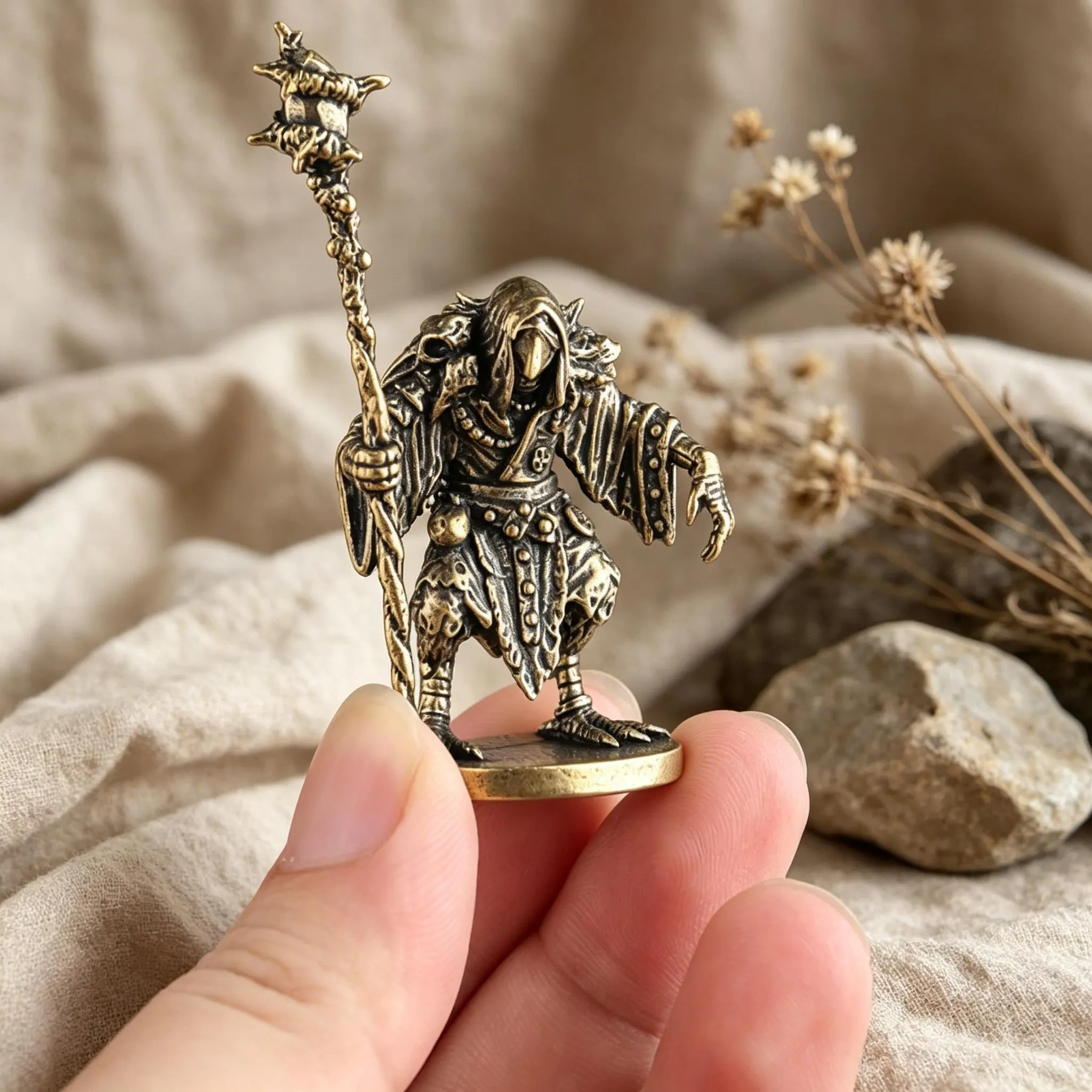 Handcrafted Mini Brass Wizard Figurine — Copper figurine image 13