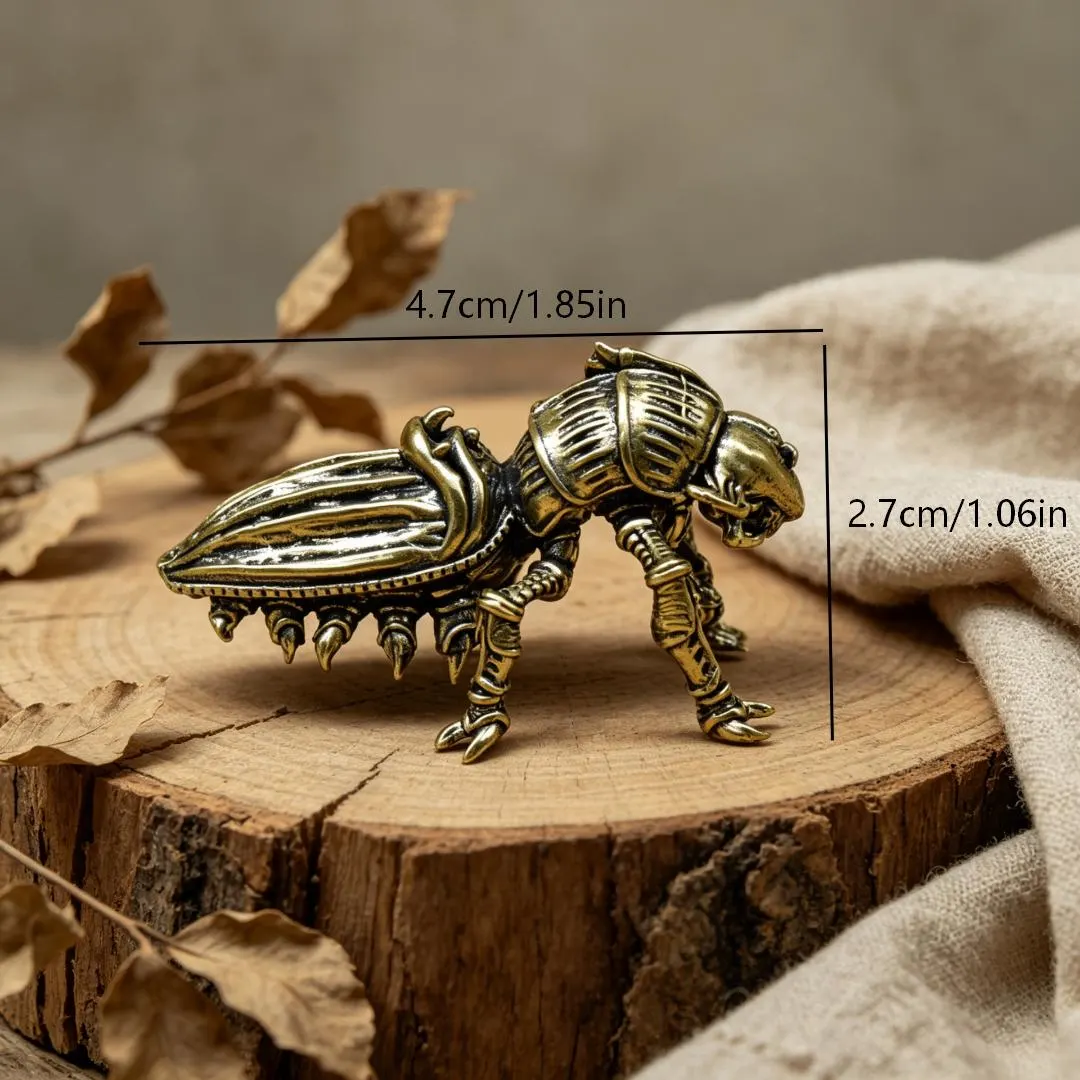 Handmade Vintage Brass Egyptian Scarab Beetle Figurine — Copper figurine image 2