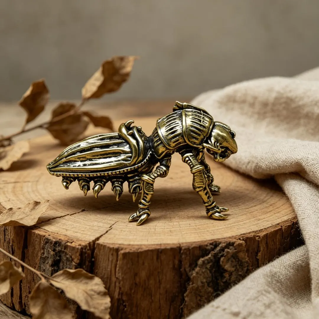 Handmade Vintage Brass Egyptian Scarab Beetle Figurine — Copper figurine image 3