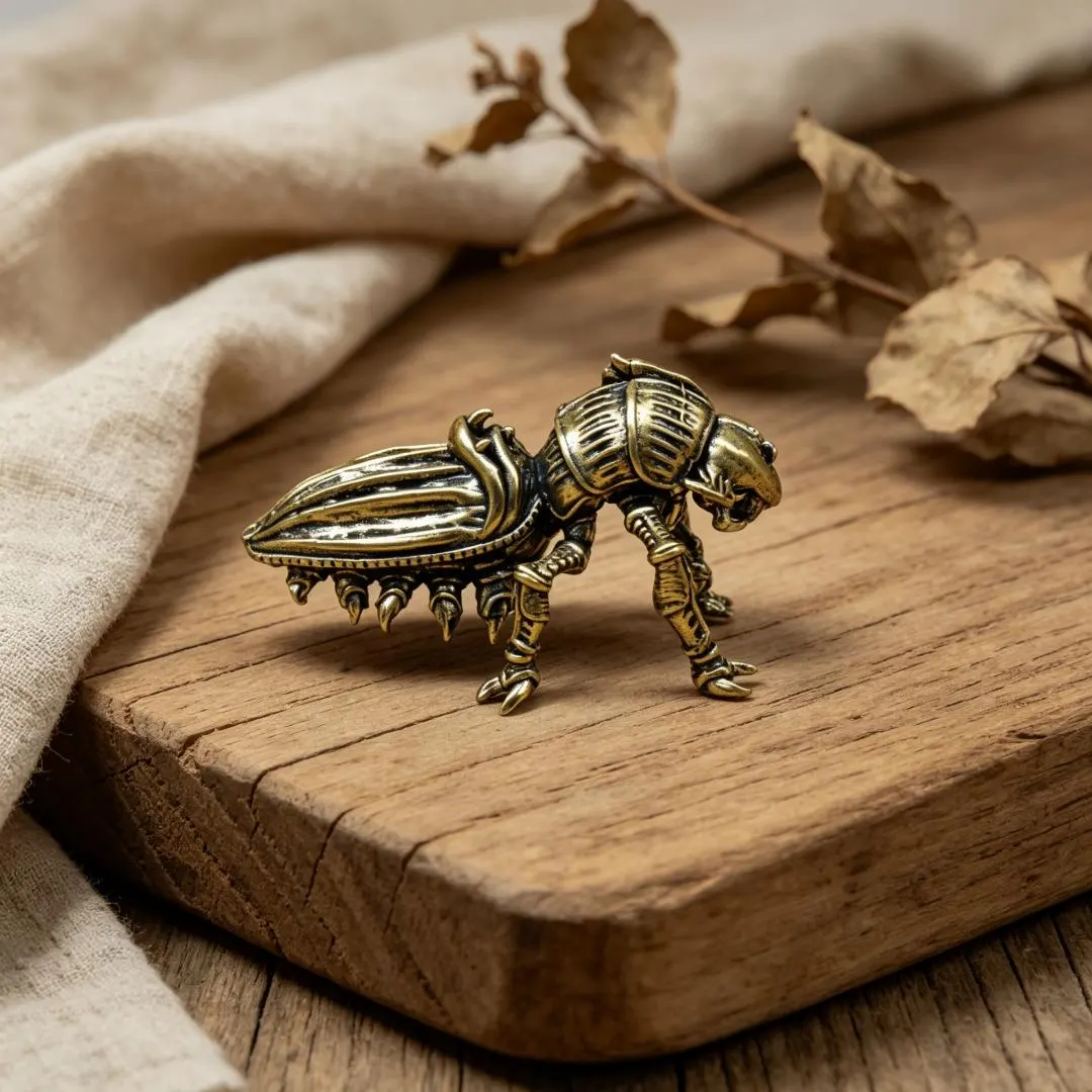 Handmade Vintage Brass Egyptian Scarab Beetle Figurine — Copper figurine image 6