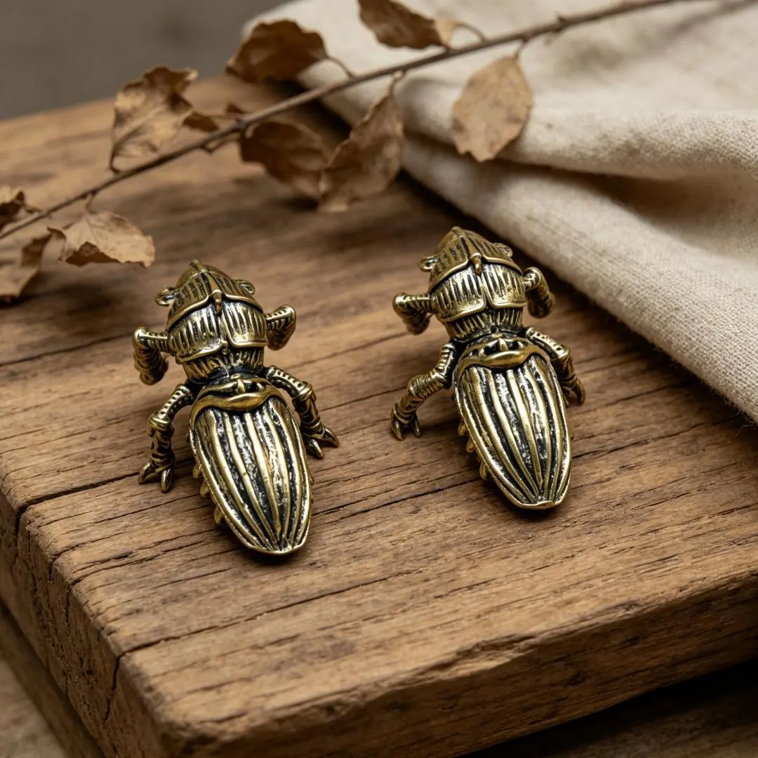 Handmade Vintage Brass Egyptian Scarab Beetle Figurine — Copper figurine image 1