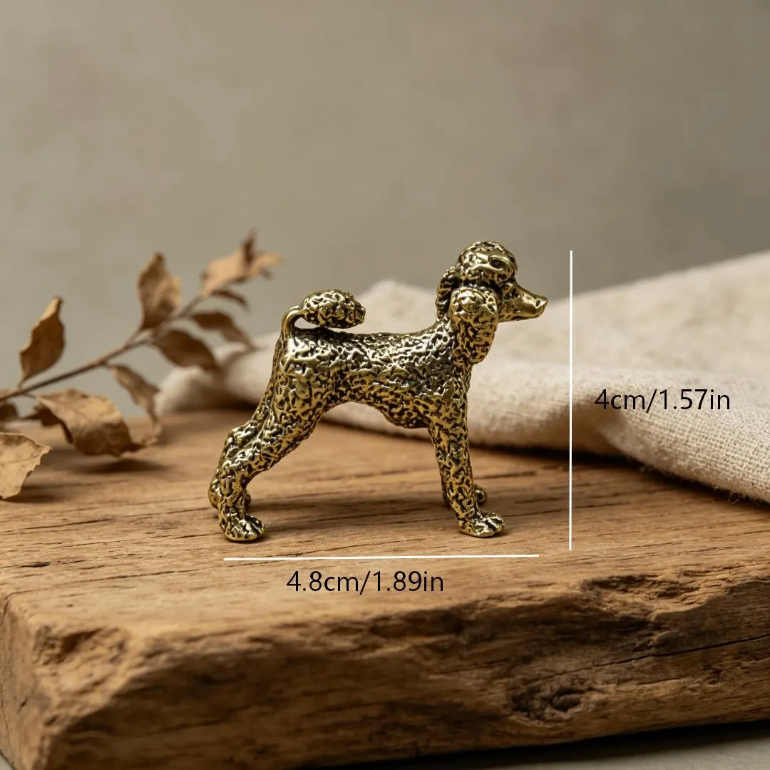 Handcrafted Mini Brass Poodle — Copper figurine image 2