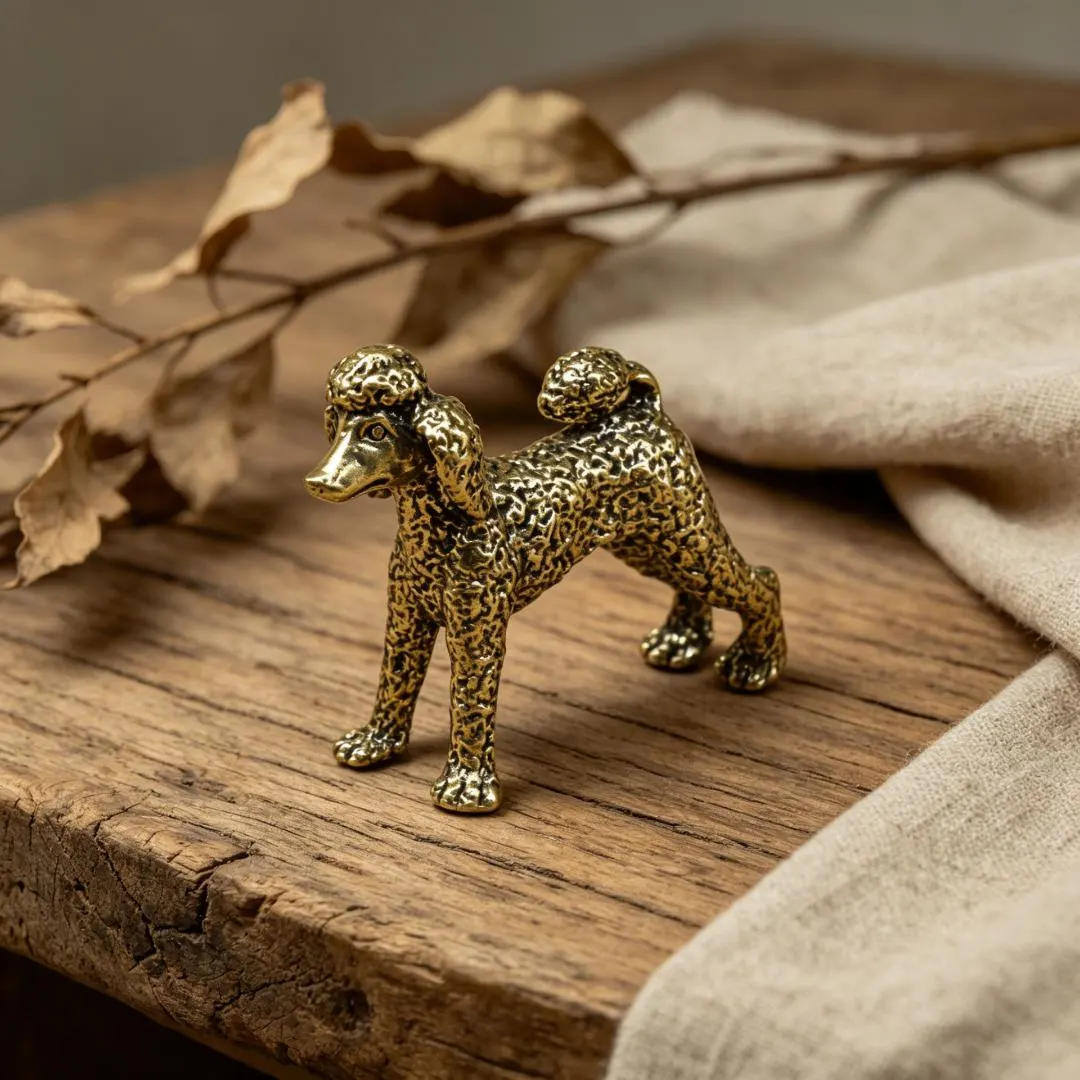 Handcrafted Mini Brass Poodle — Copper figurine image 4