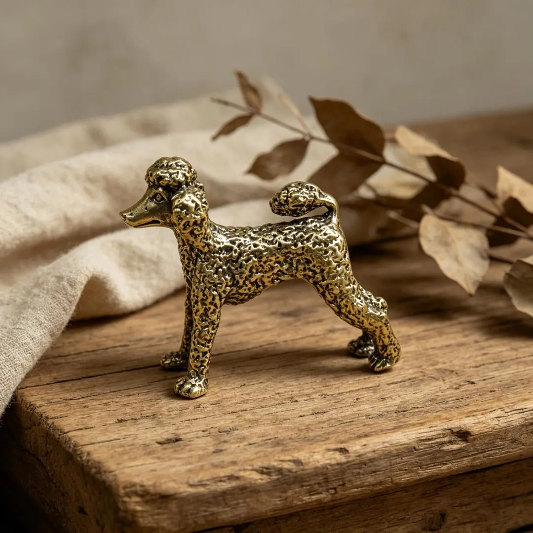 Handcrafted Mini Brass Poodle — Copper figurine image 5