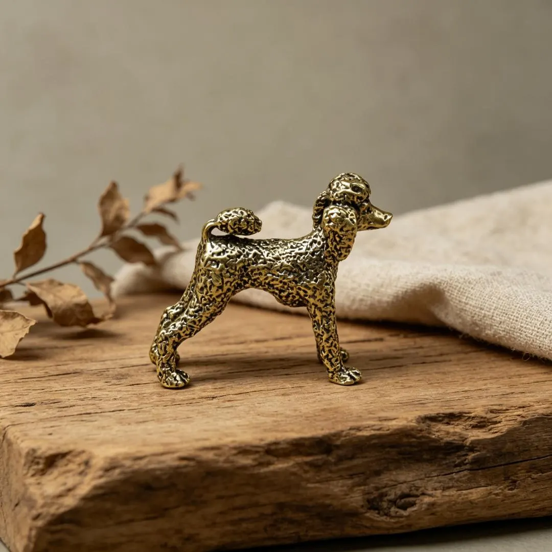 Handcrafted Mini Brass Poodle — Copper figurine image 1