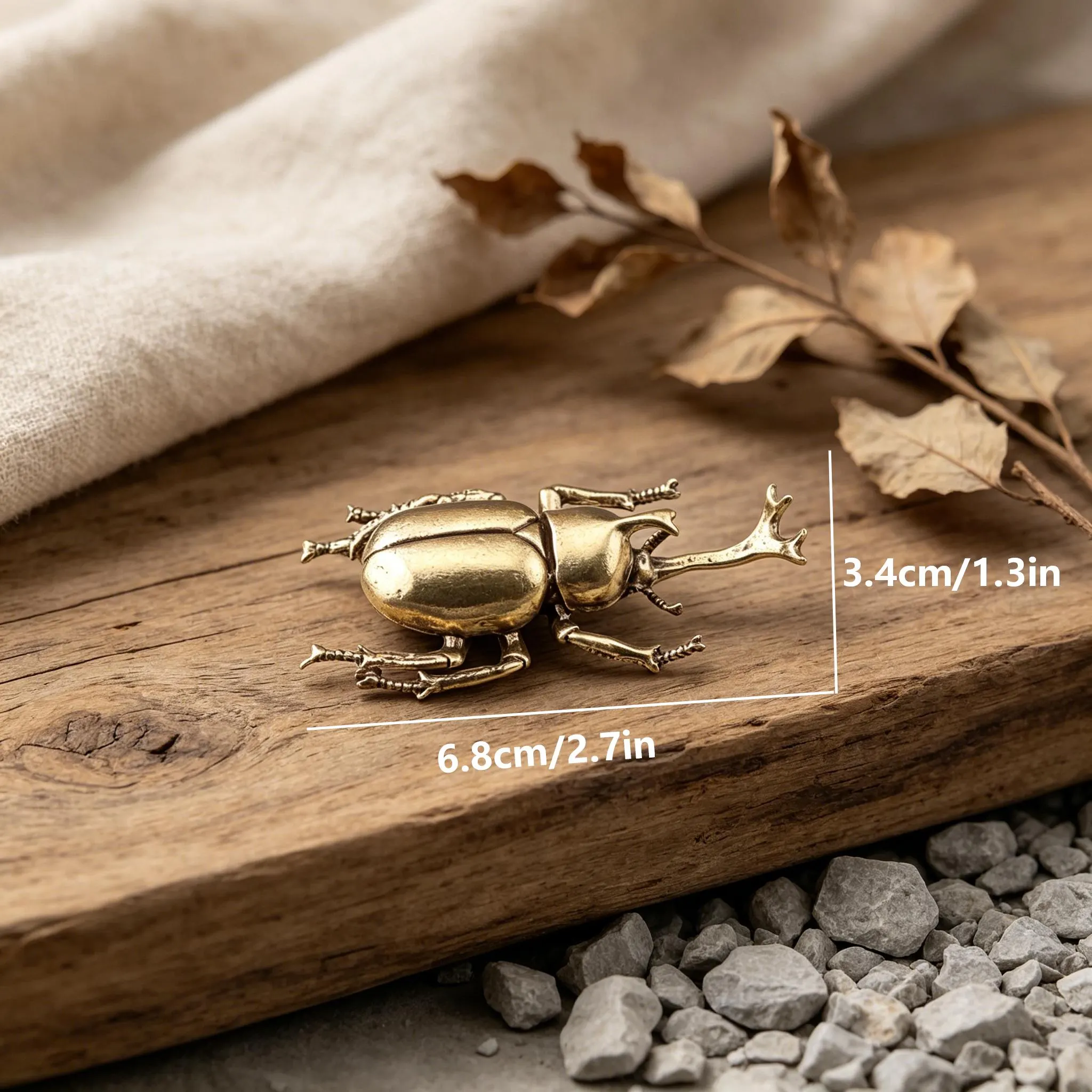 Handcrafted Mini Brass Beetles — Copper figurine image 3