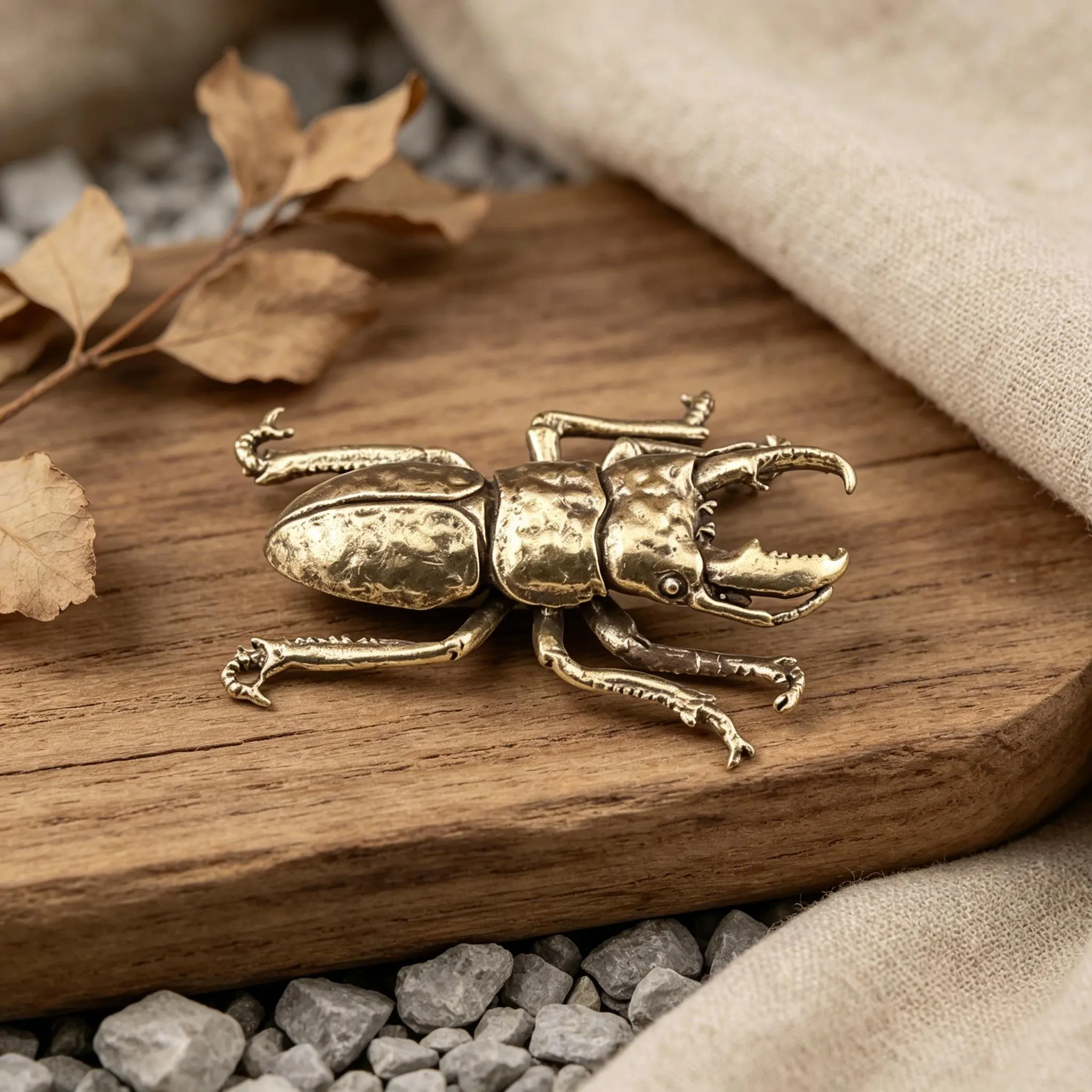 Handcrafted Mini Brass Beetles — Copper figurine image 6