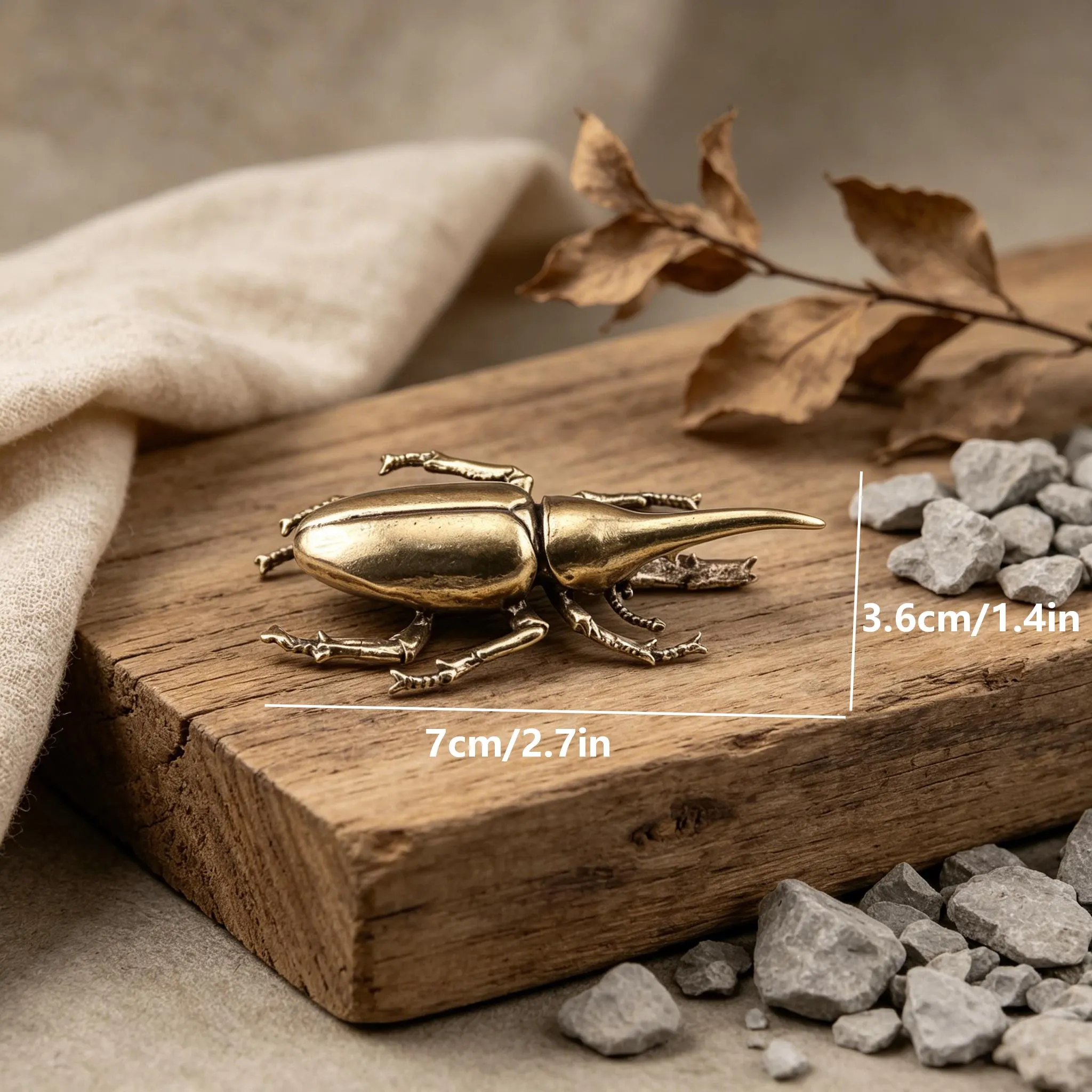 Handcrafted Mini Brass Beetles — Copper figurine image 7