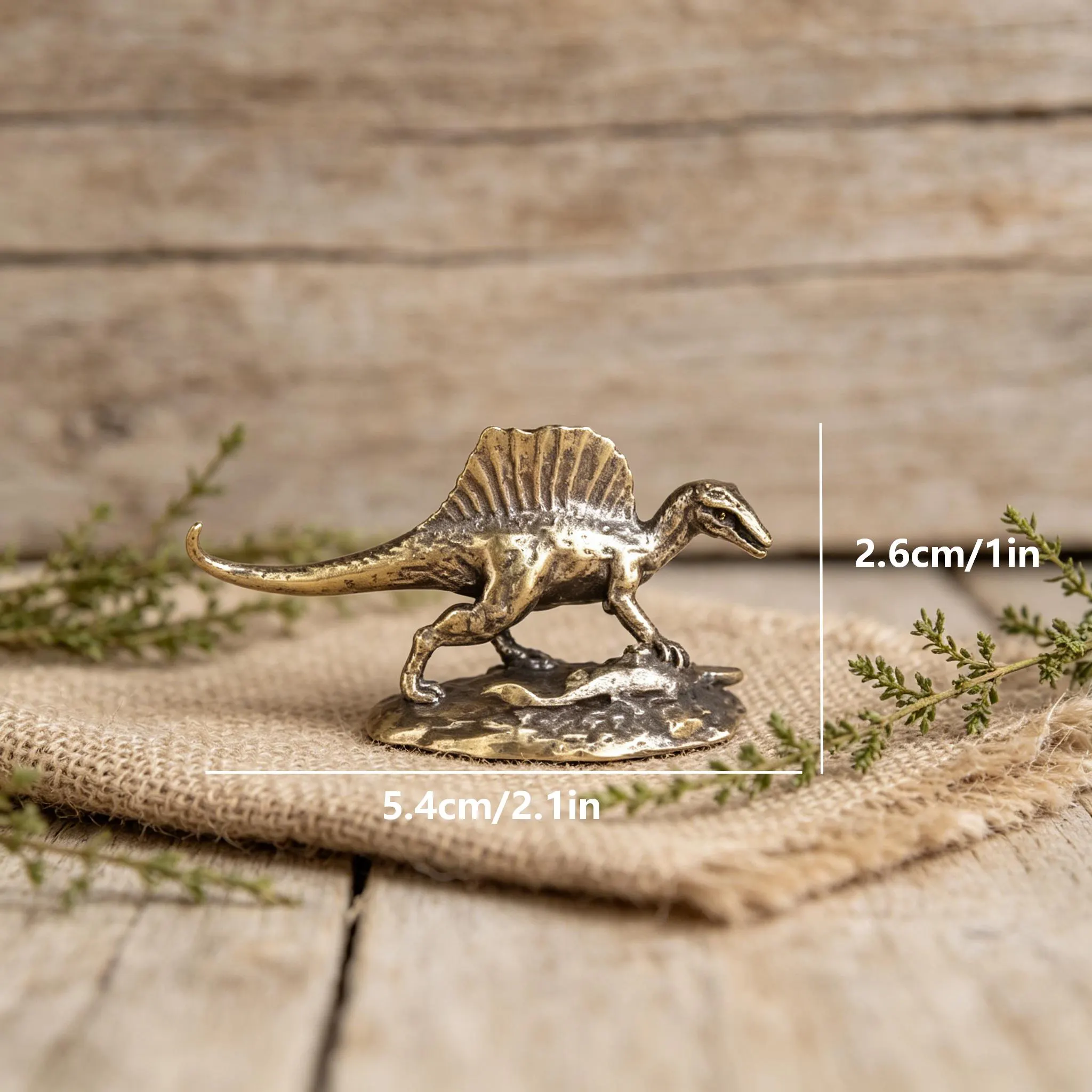 Vintage Brass Spinosaurus Dinosaur Figurine — Copper figurine image 2