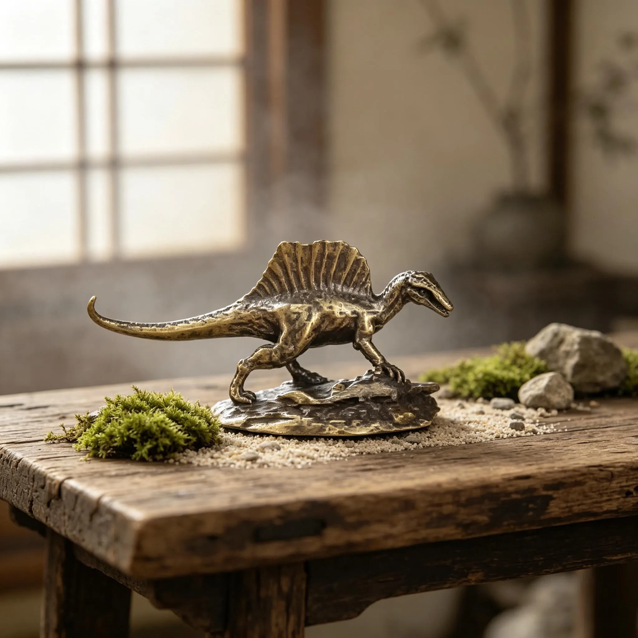 Vintage Brass Spinosaurus Dinosaur Figurine — Copper figurine image 5