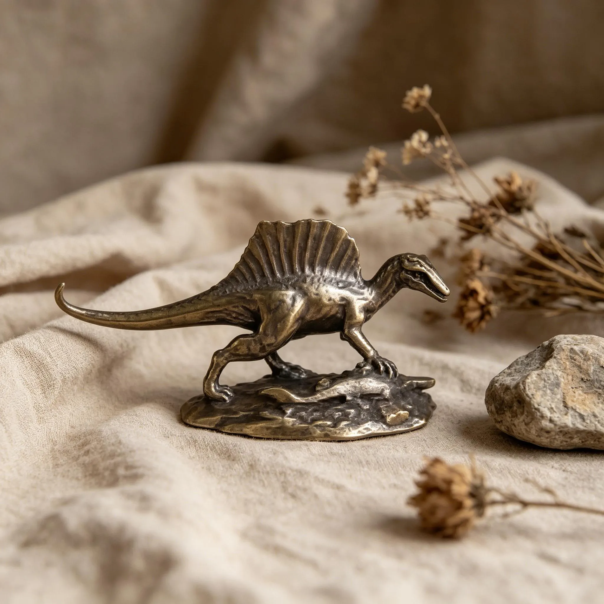 Vintage Brass Spinosaurus Dinosaur Figurine — Copper figurine image 10
