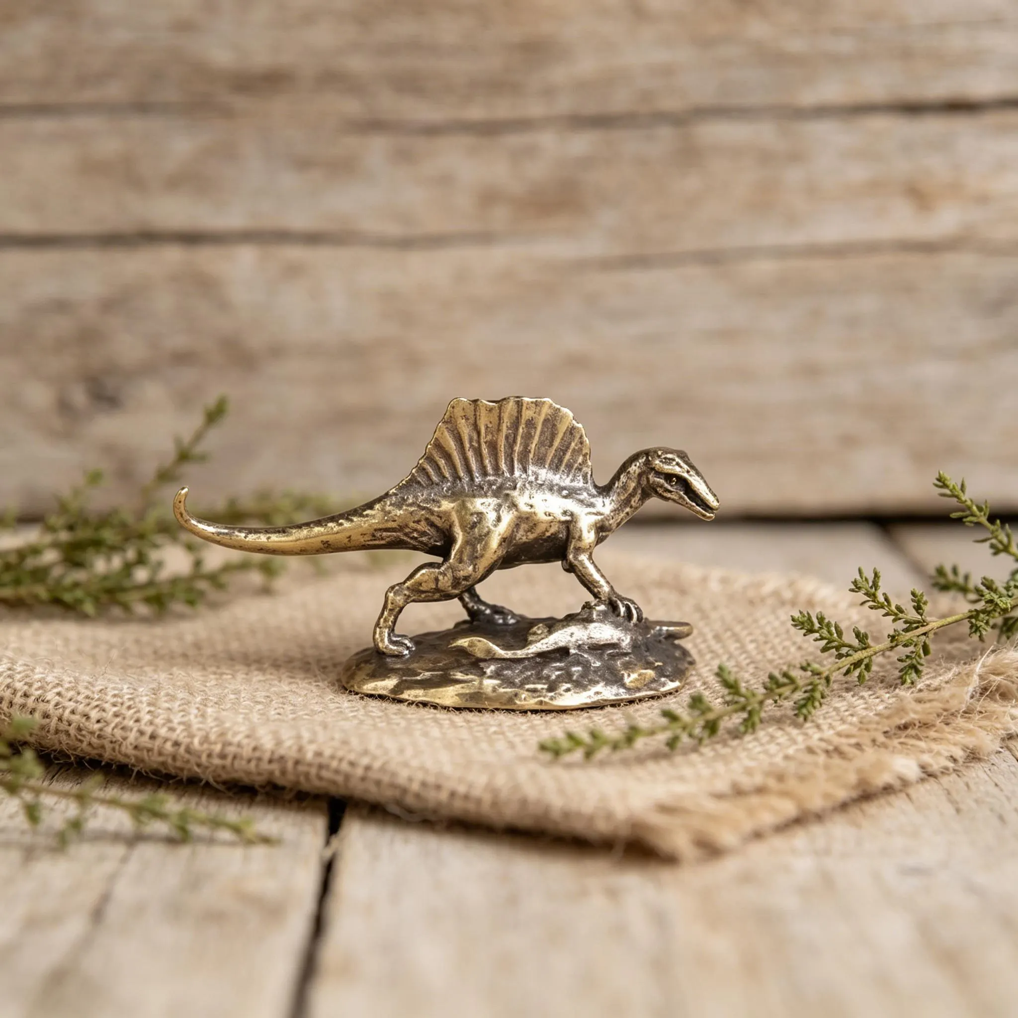 Vintage Brass Spinosaurus Dinosaur Figurine — Copper figurine image 1