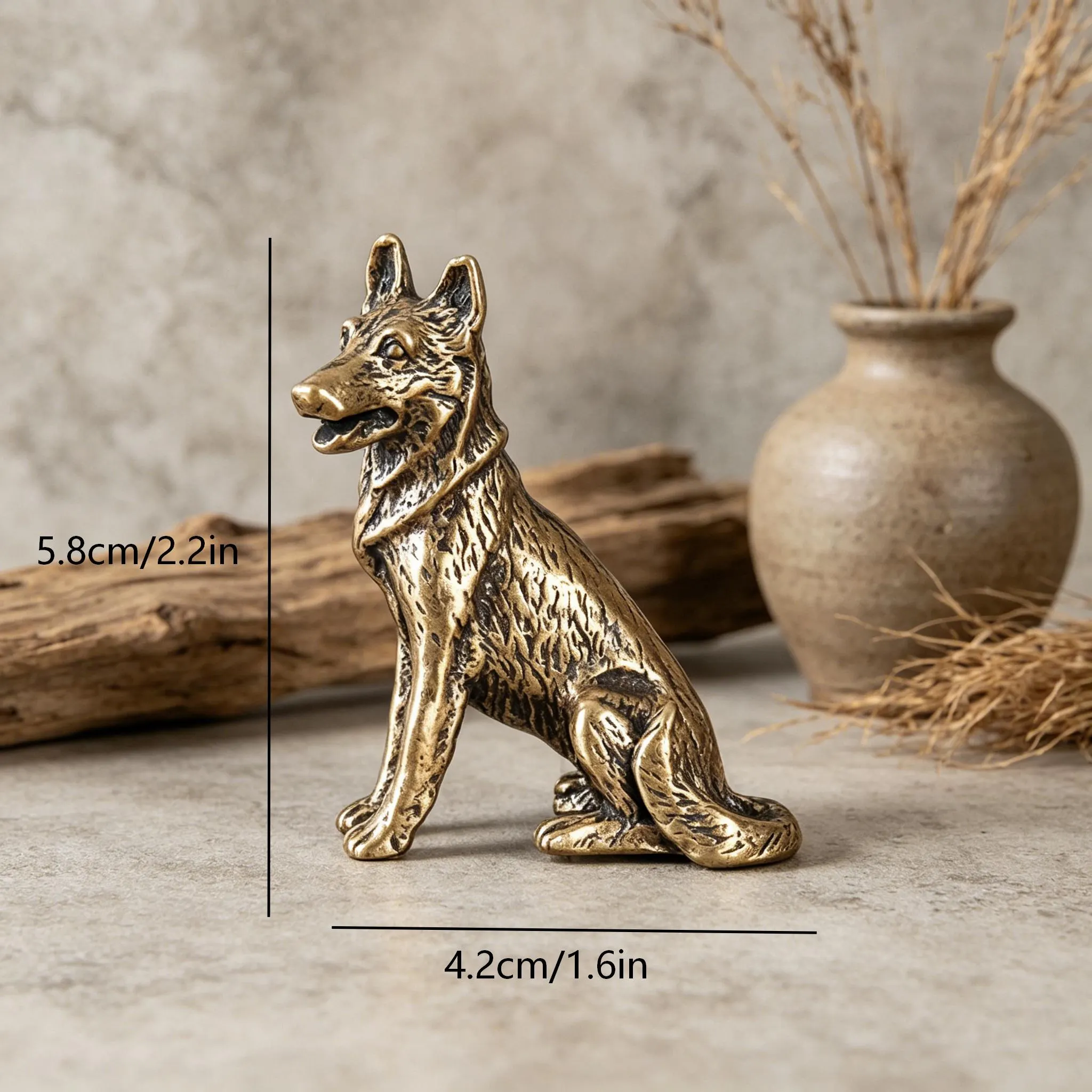Handcrafted Brass Dog Figurine — Copper figurine image 2