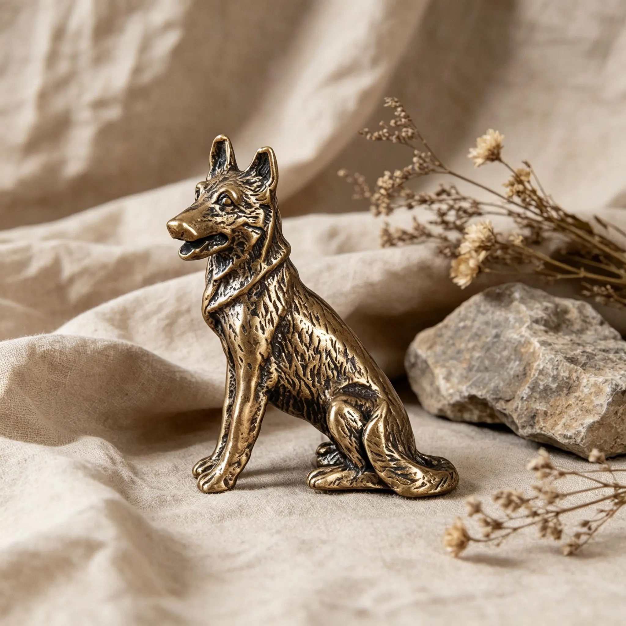 Handcrafted Brass Dog Figurine — Copper figurine image 3