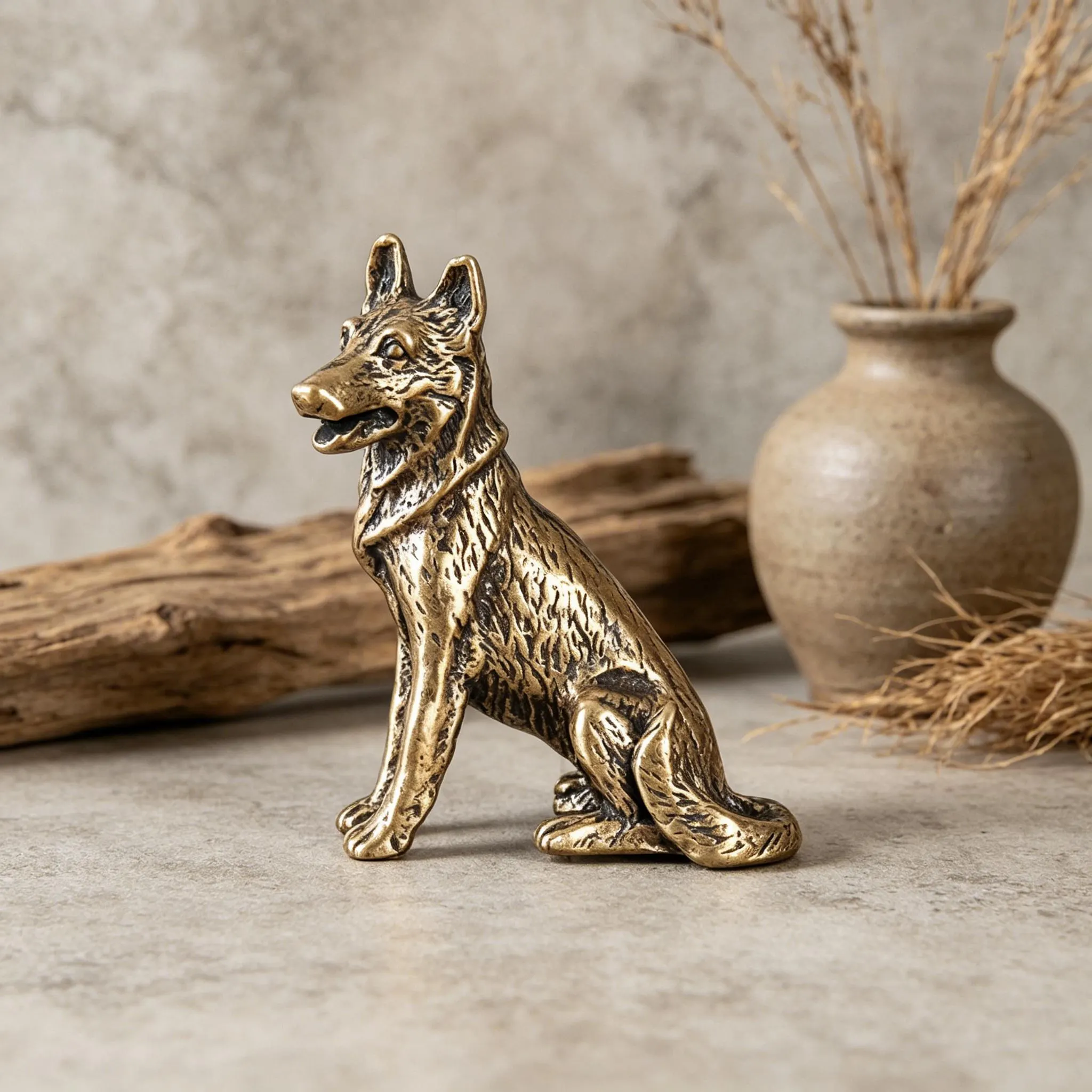 Handcrafted Brass Dog Figurine — Copper figurine image 1