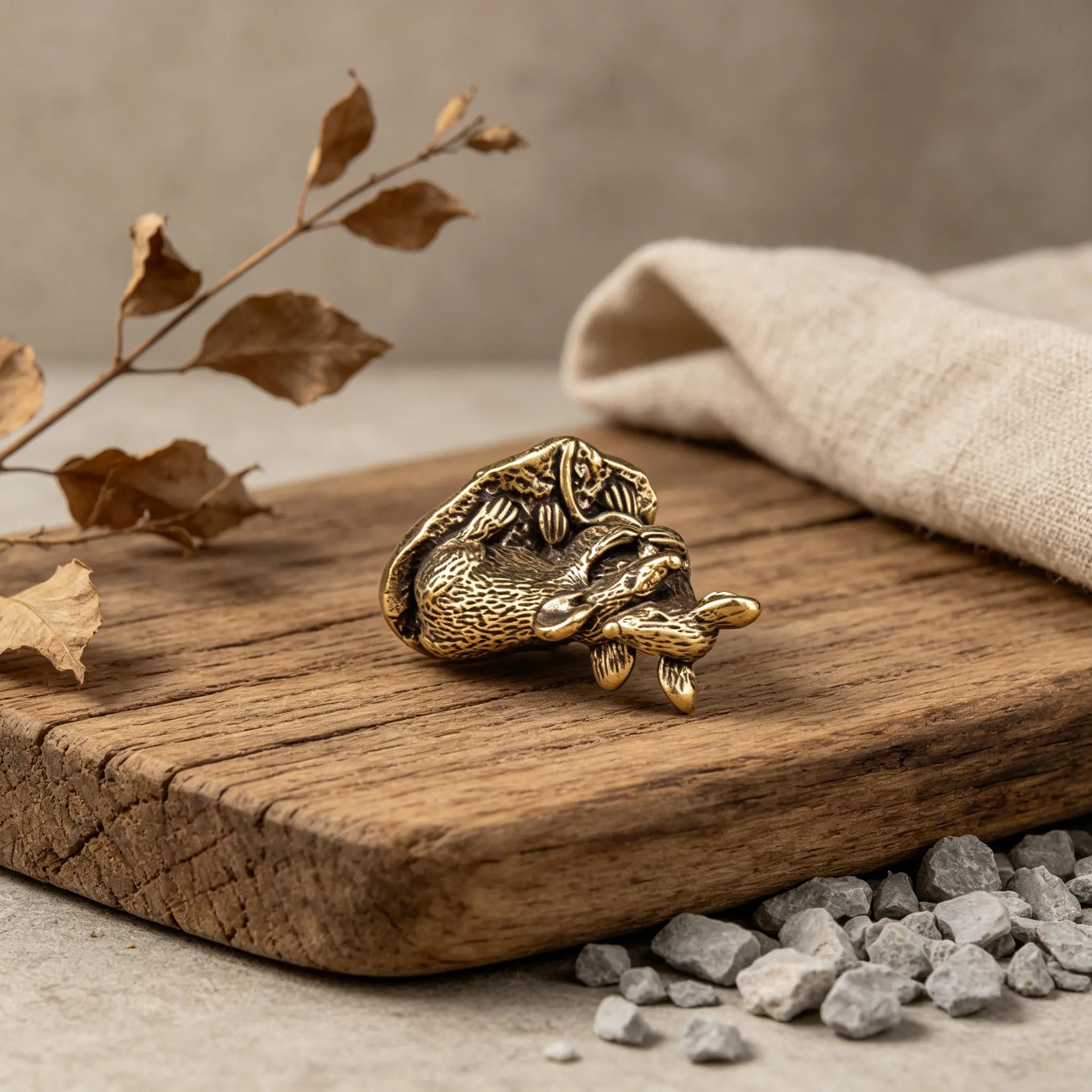 Handcrafted Brass Hugging Mice Figurine — Copper figurine image 8