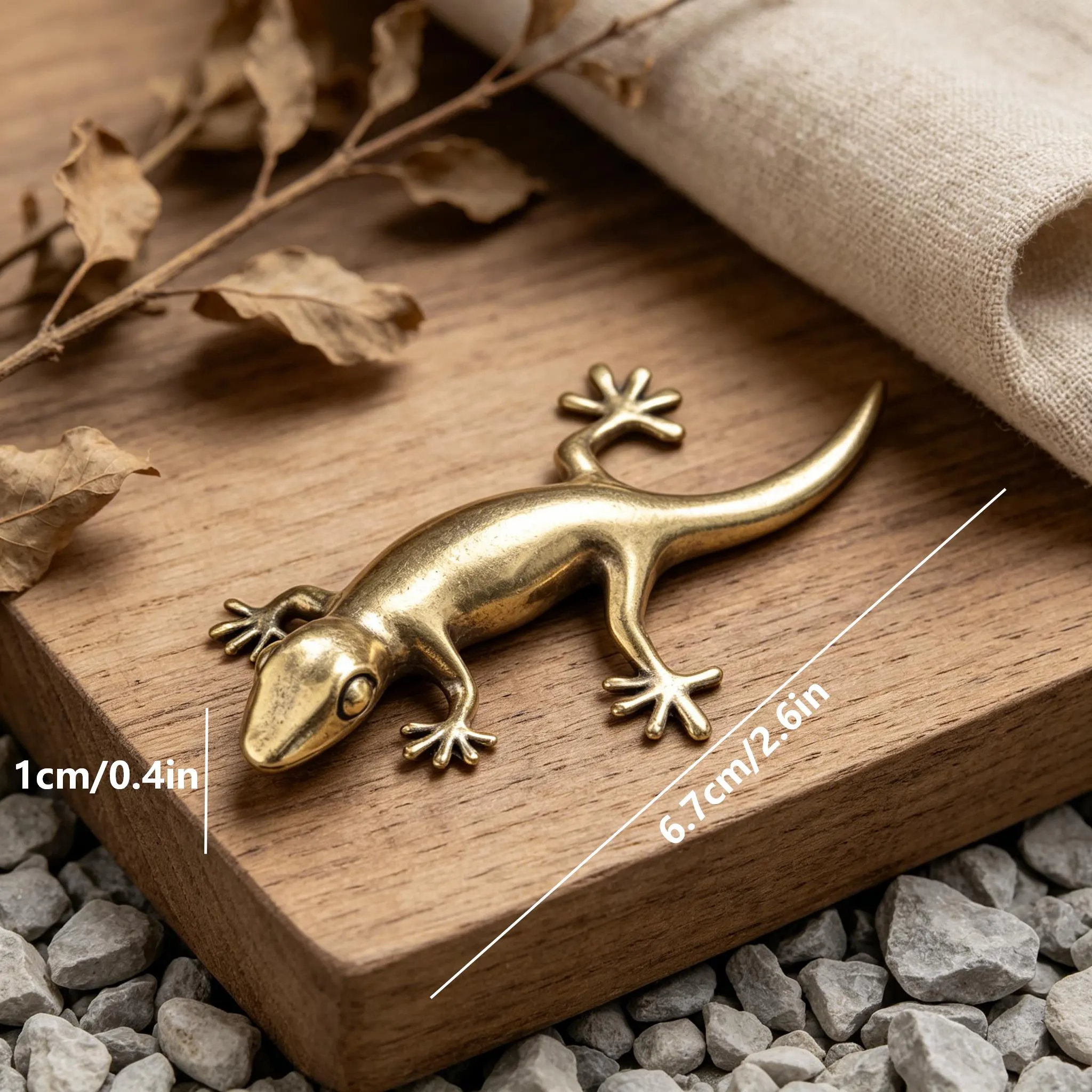 Handcrafted Brass Gecko Figurine — Copper figurine image 2