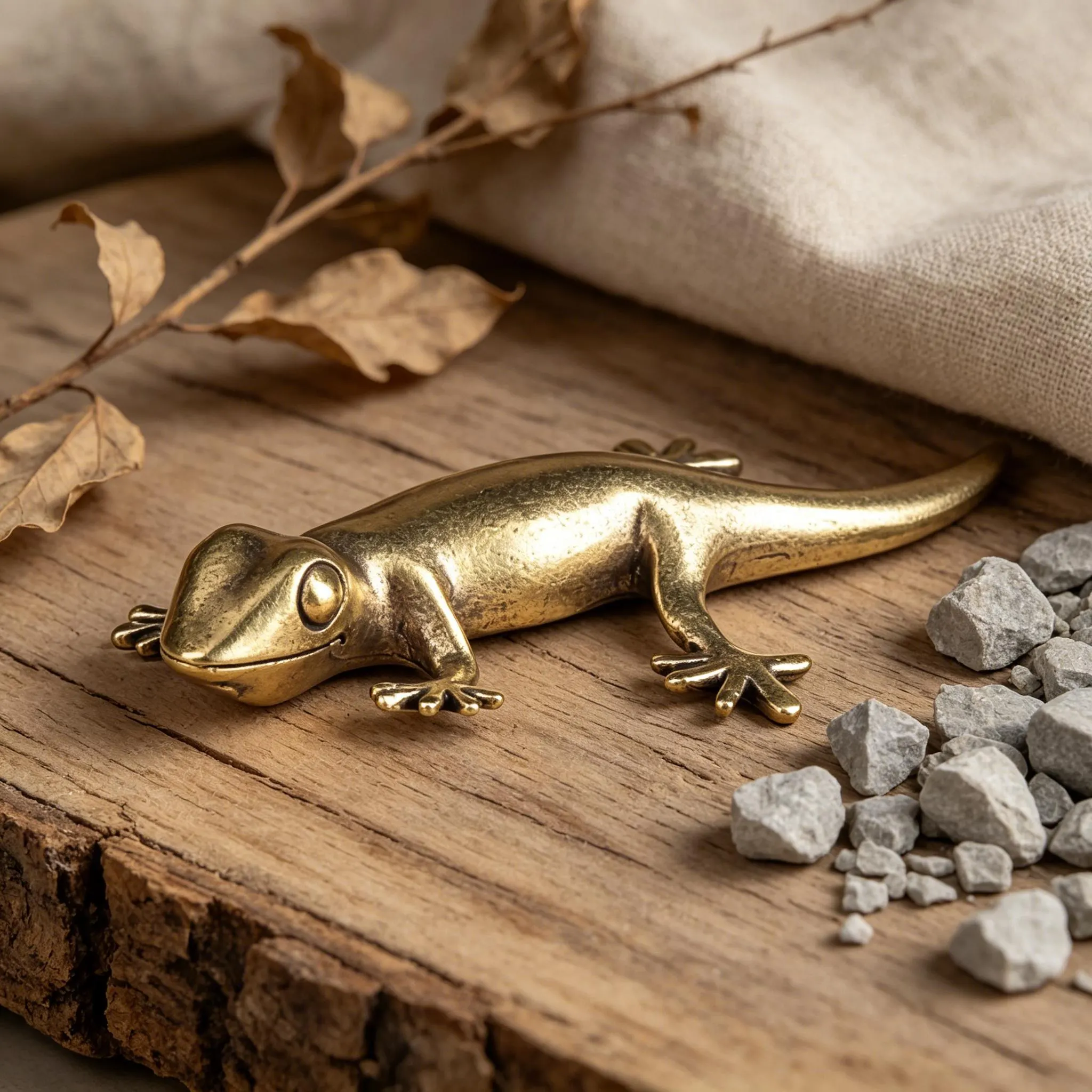 Handcrafted Brass Gecko Figurine — Copper figurine image 3