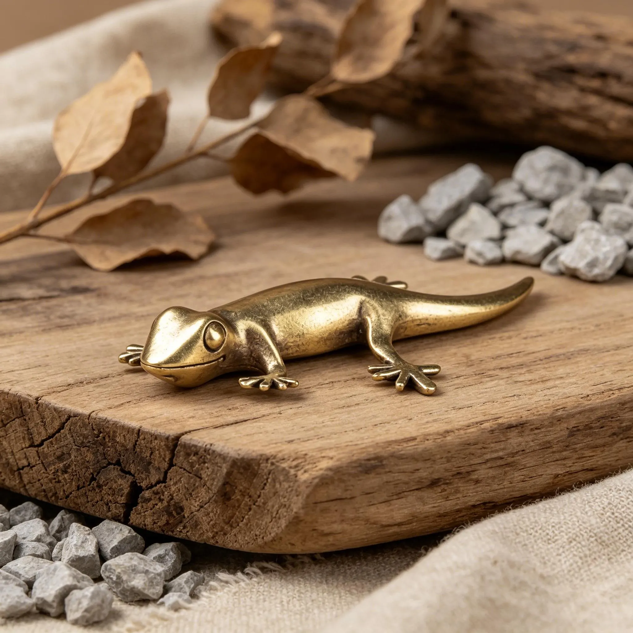 Handcrafted Brass Gecko Figurine — Copper figurine image 6