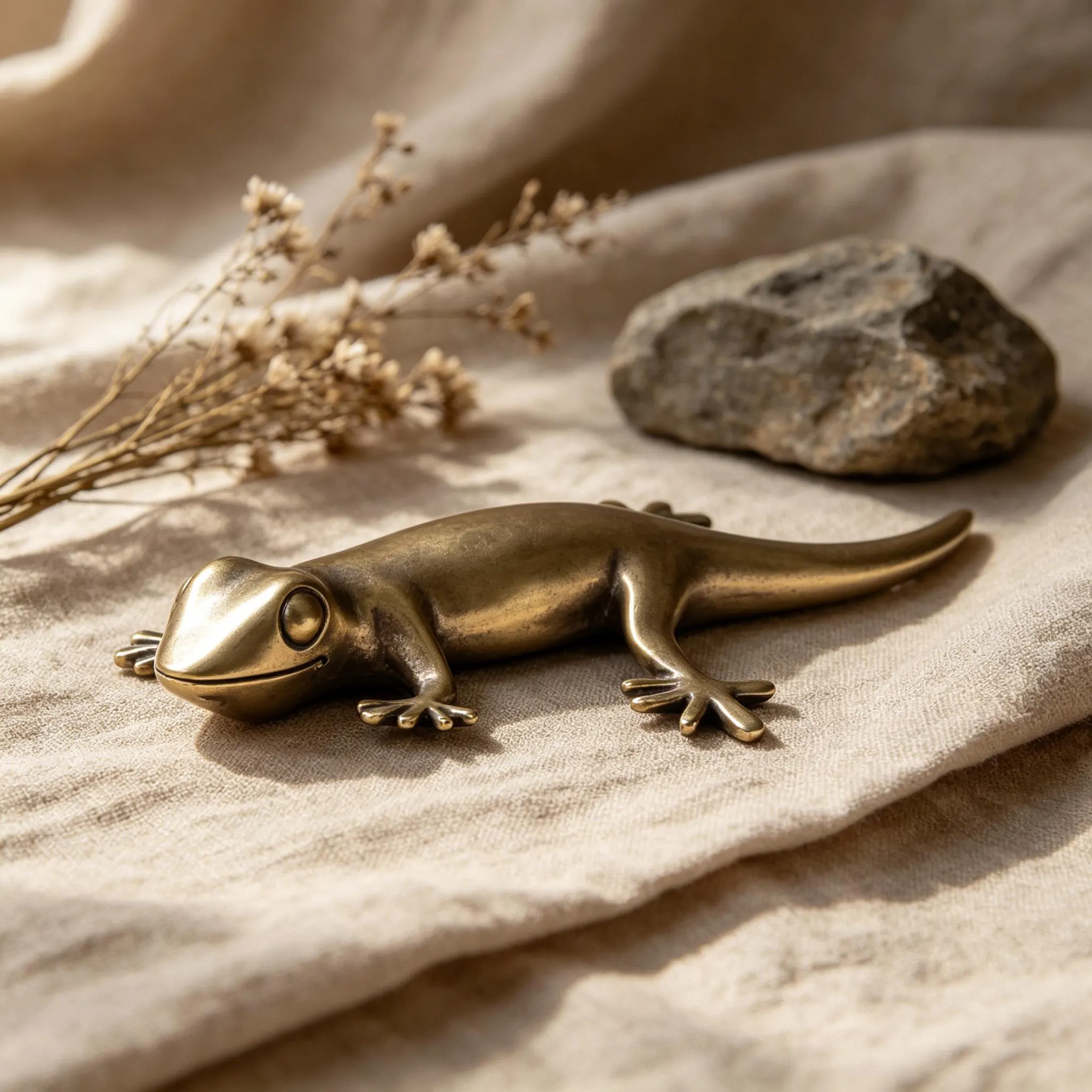 Handcrafted Brass Gecko Figurine — Copper figurine image 7