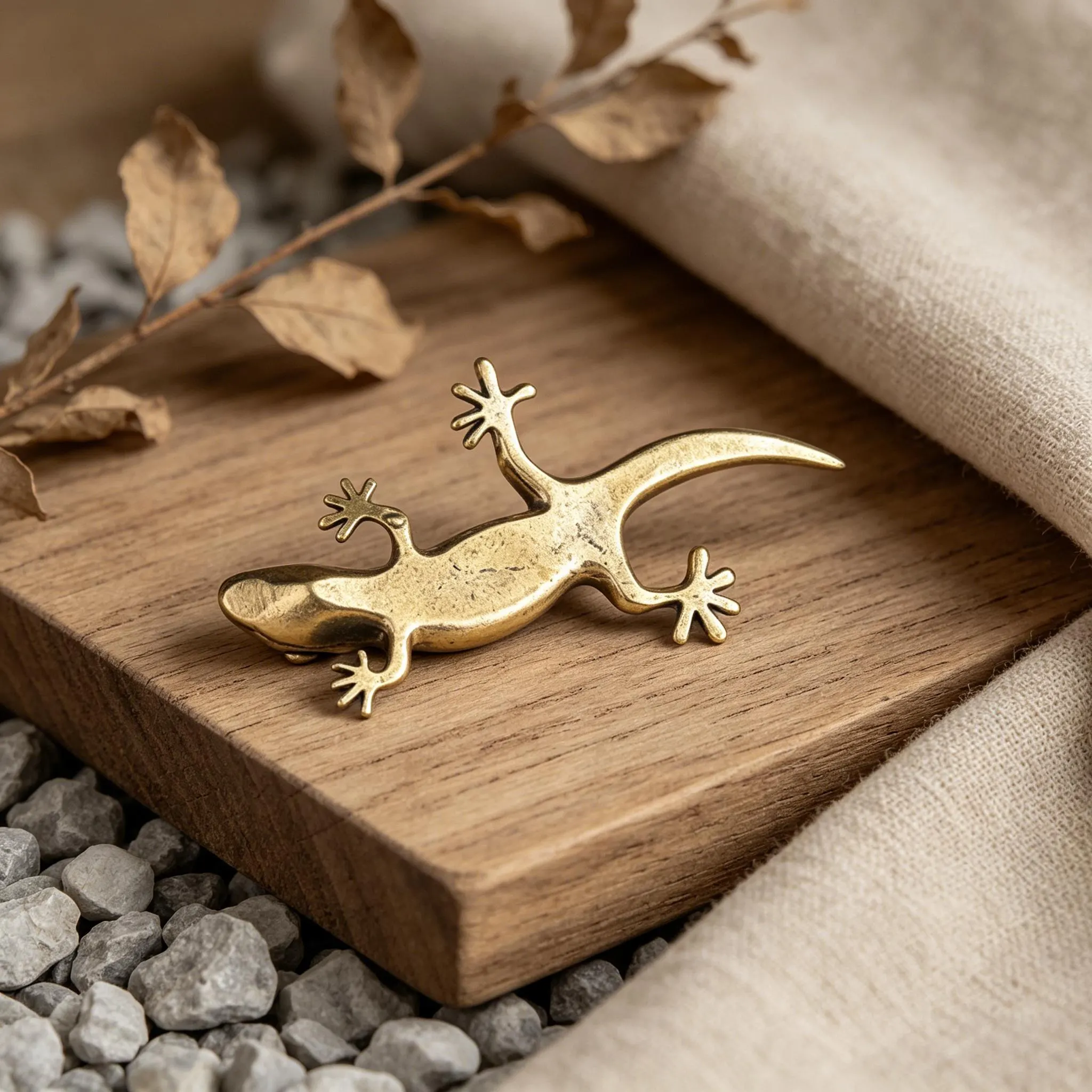 Handcrafted Brass Gecko Figurine — Copper figurine image 9