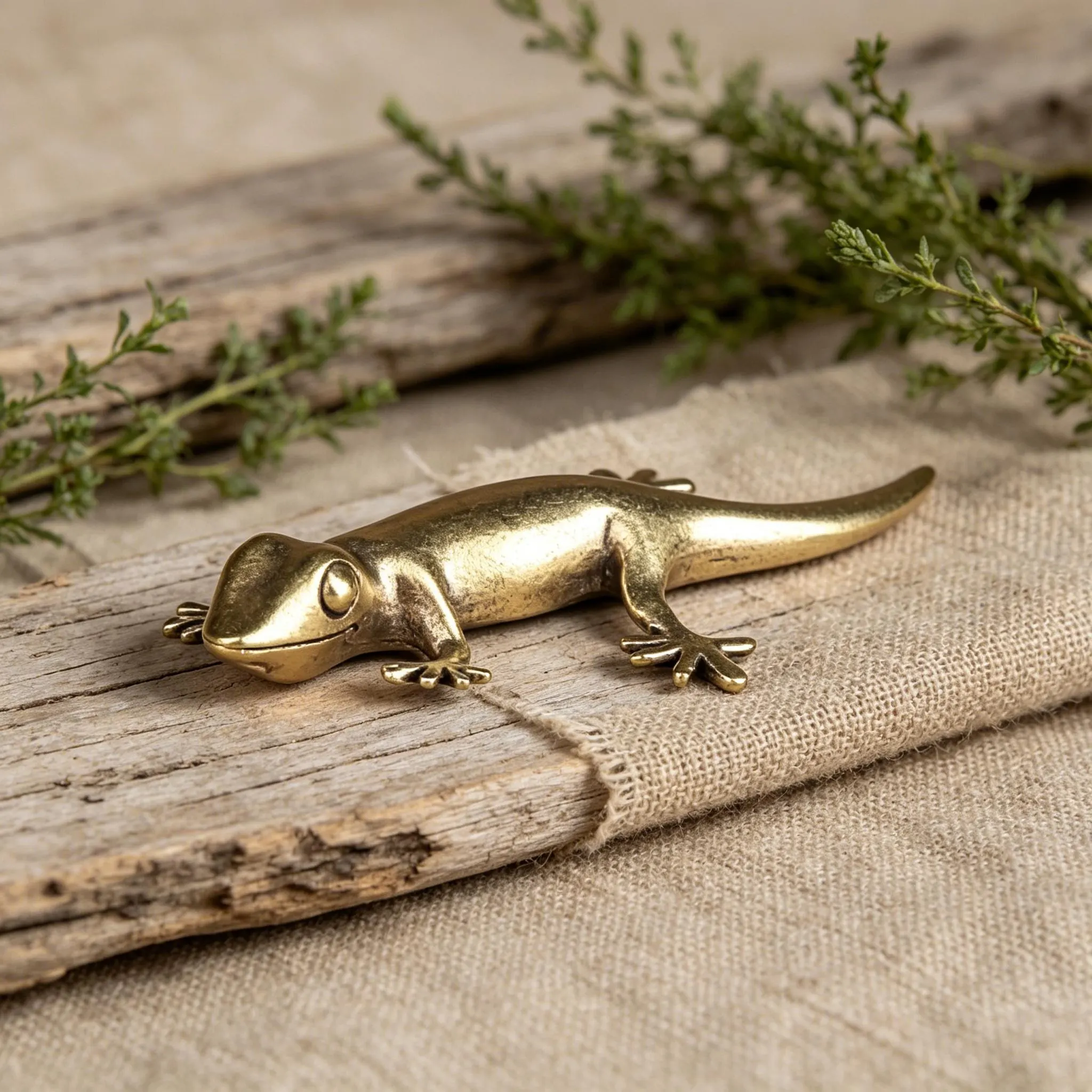 Handcrafted Brass Gecko Figurine — Copper figurine image 11