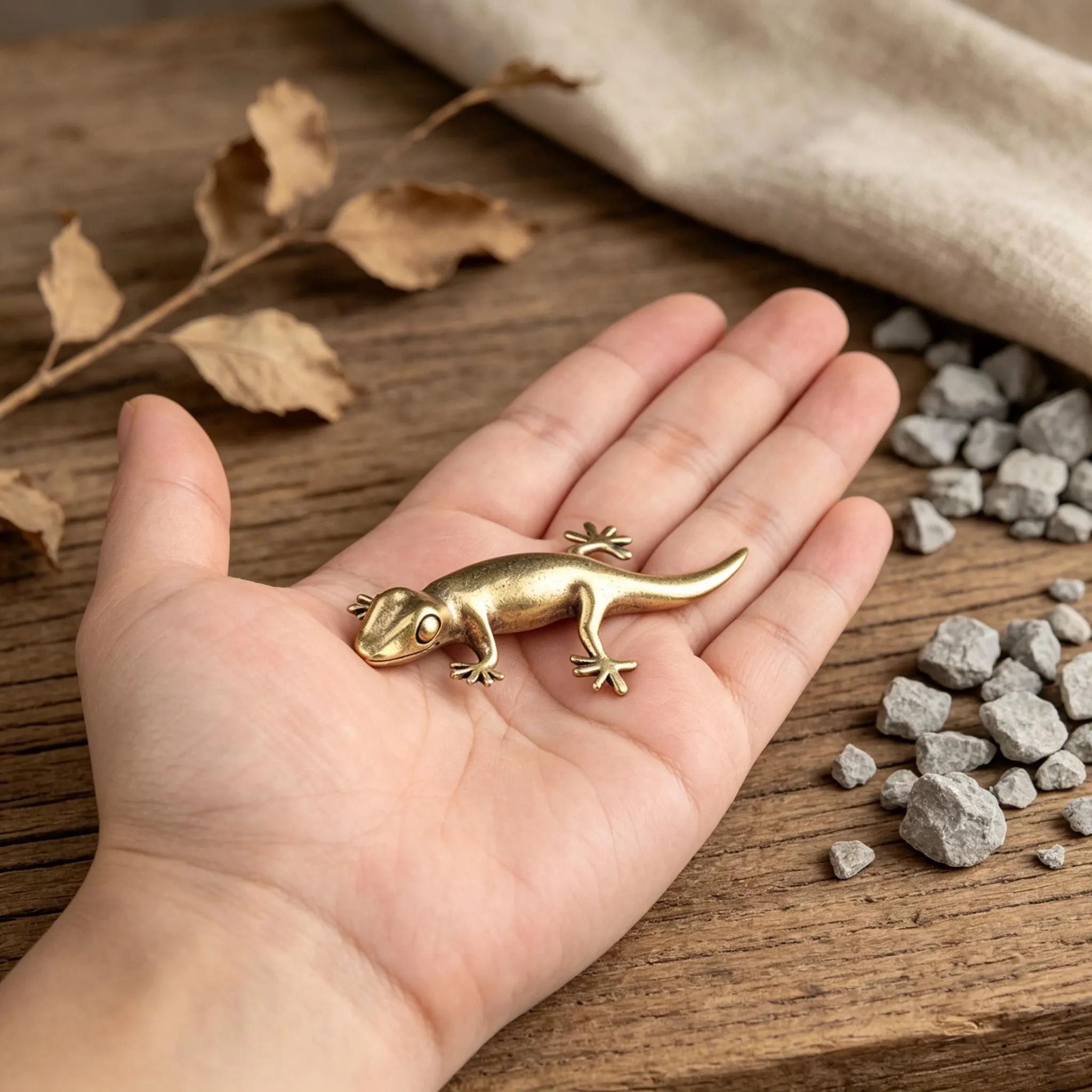 Handcrafted Brass Gecko Figurine — Copper figurine image 12