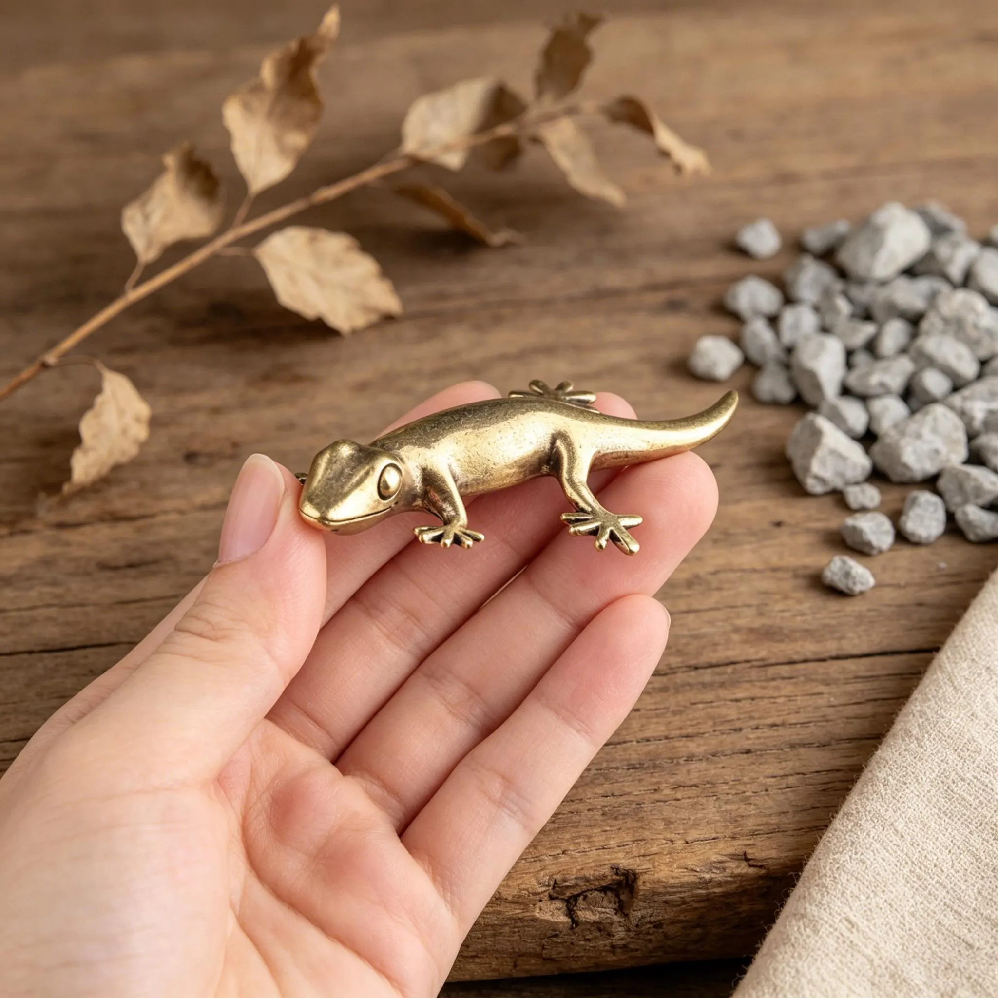 Handcrafted Brass Gecko Figurine — Copper figurine image 13