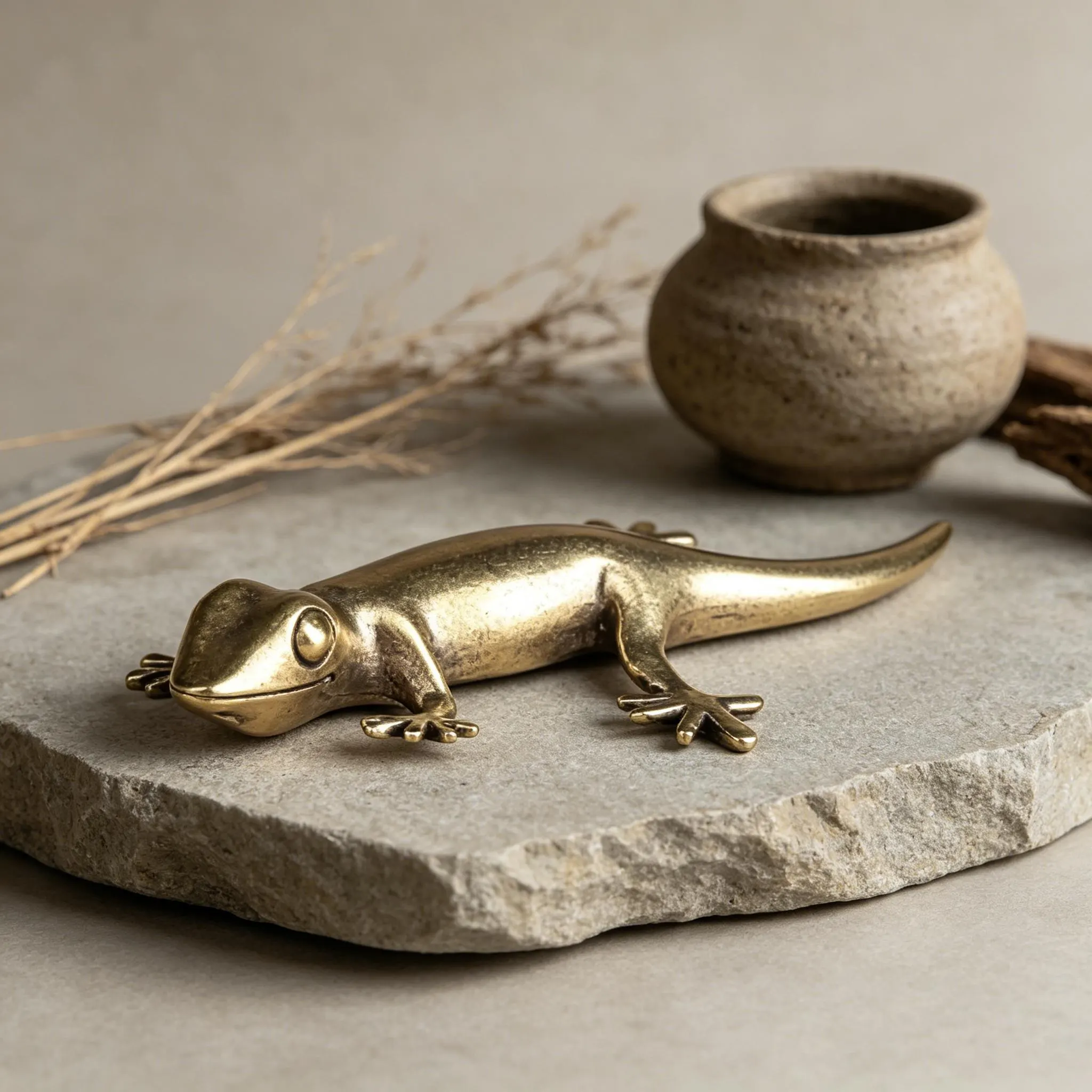 Handcrafted Brass Gecko Figurine — Copper figurine image 1
