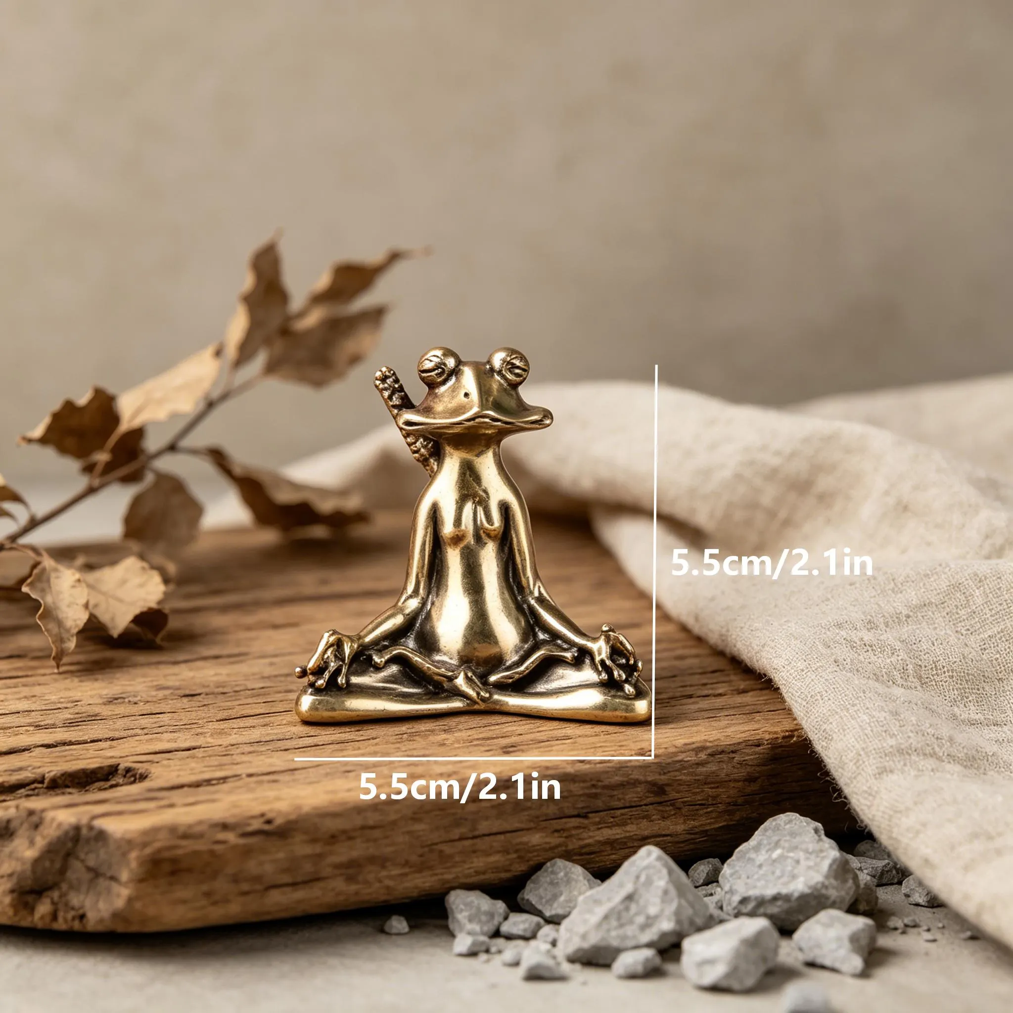Handcrafted Brass Frog Figurine — Copper figurine image 2