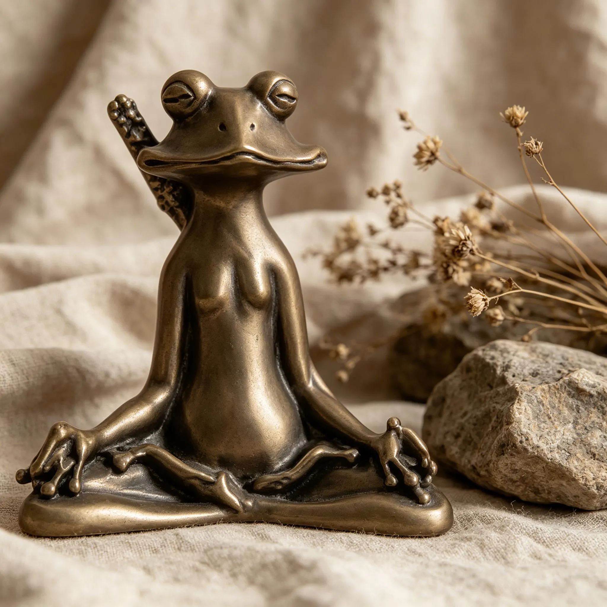 Handcrafted Brass Frog Figurine — Copper figurine image 4