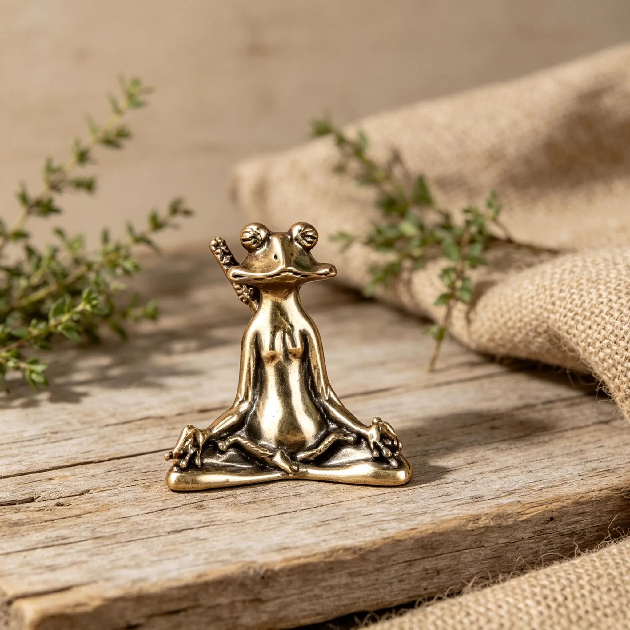 Handcrafted Brass Frog Figurine — Copper figurine image 7