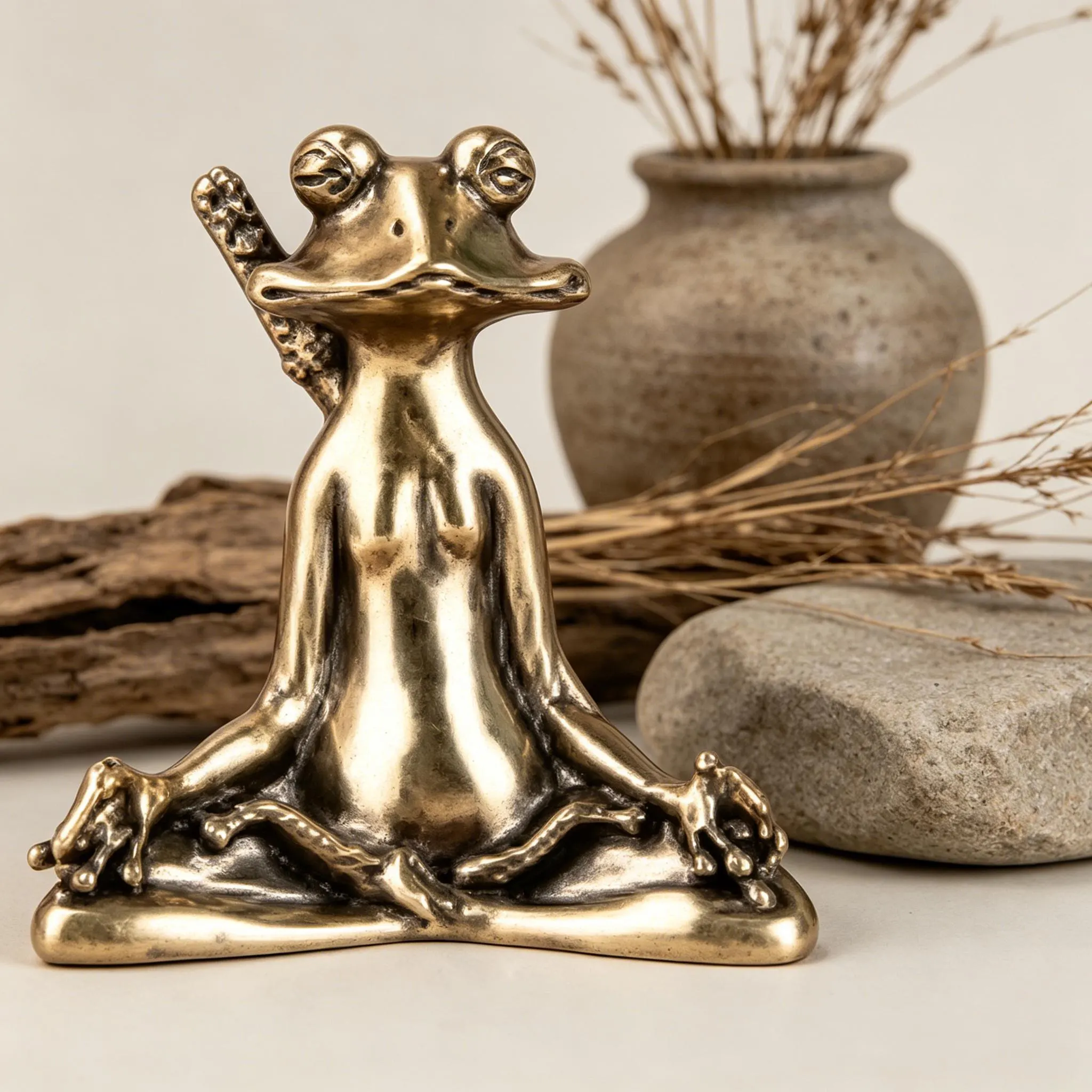 Handcrafted Brass Frog Figurine — Copper figurine image 1